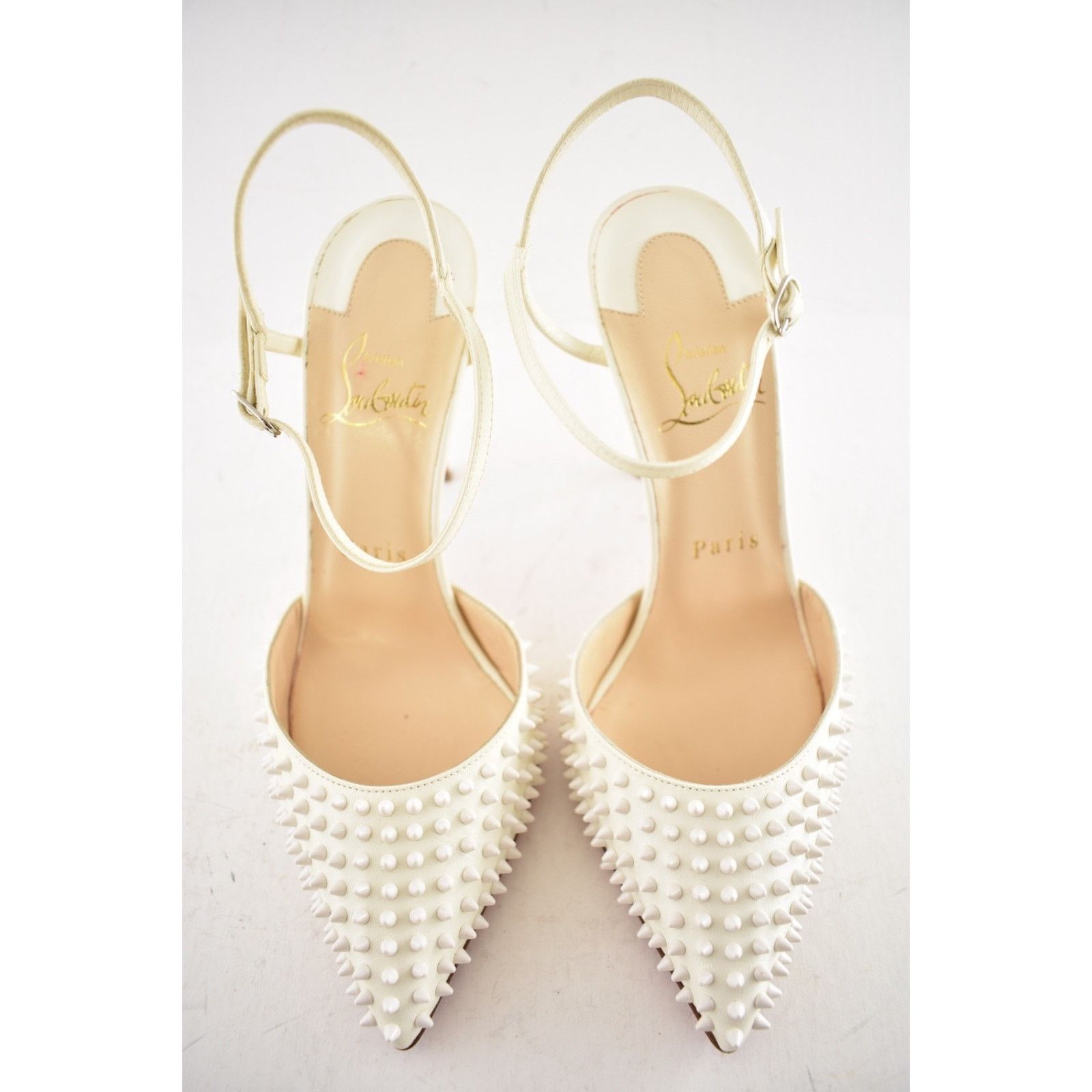 Christian Louboutin Christian Louboutin Baila Spike 100 Neige White Slingback Size US 6.5 / IT 36.5 - 7 Thumbnail