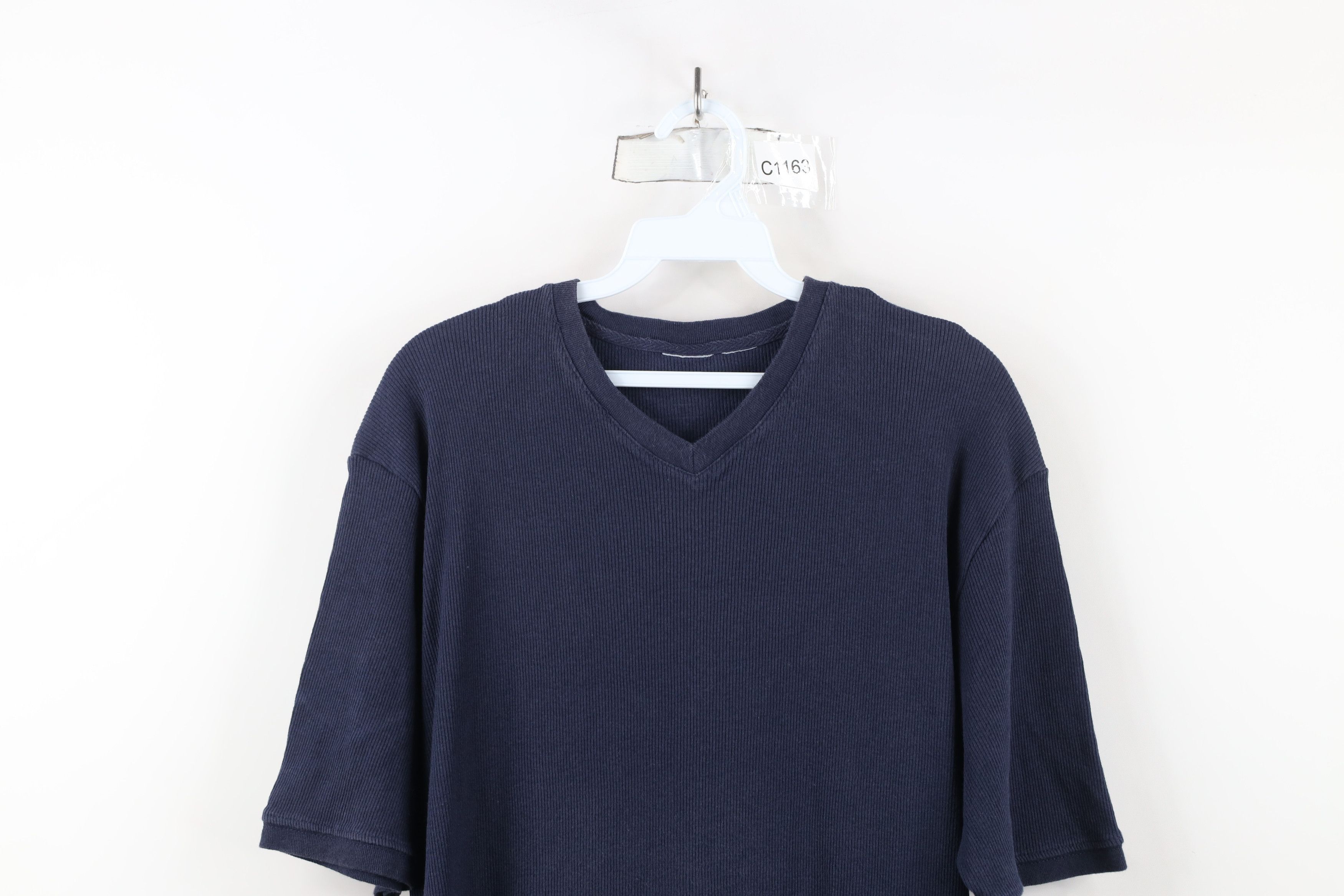 Vintage Vintage 90s Streetwear Ribbed Knit V-Neck Ringer T-Shirt Size US XL / EU 56 / 4 - 2 Thumbnail