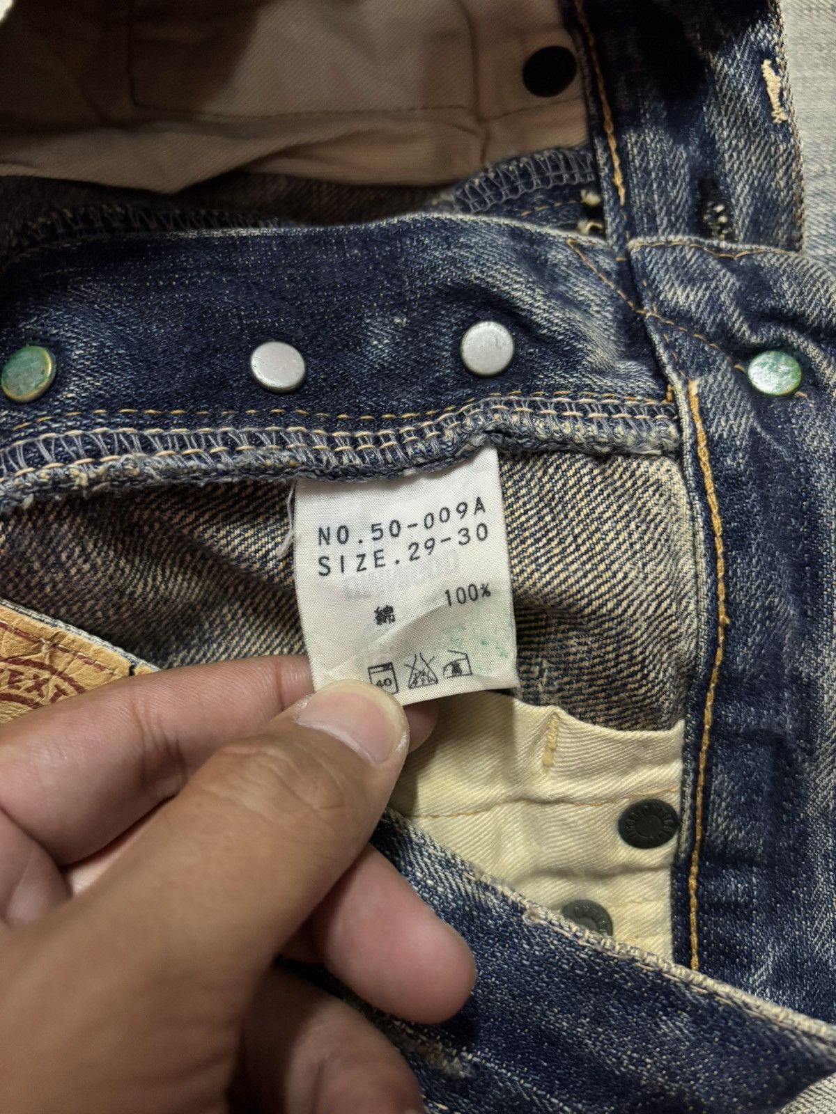 Samurai Jeans Vtg Japan Omnigod Selvedge Grunge Whisker Faded Jeans Size US 29 - 14 Thumbnail