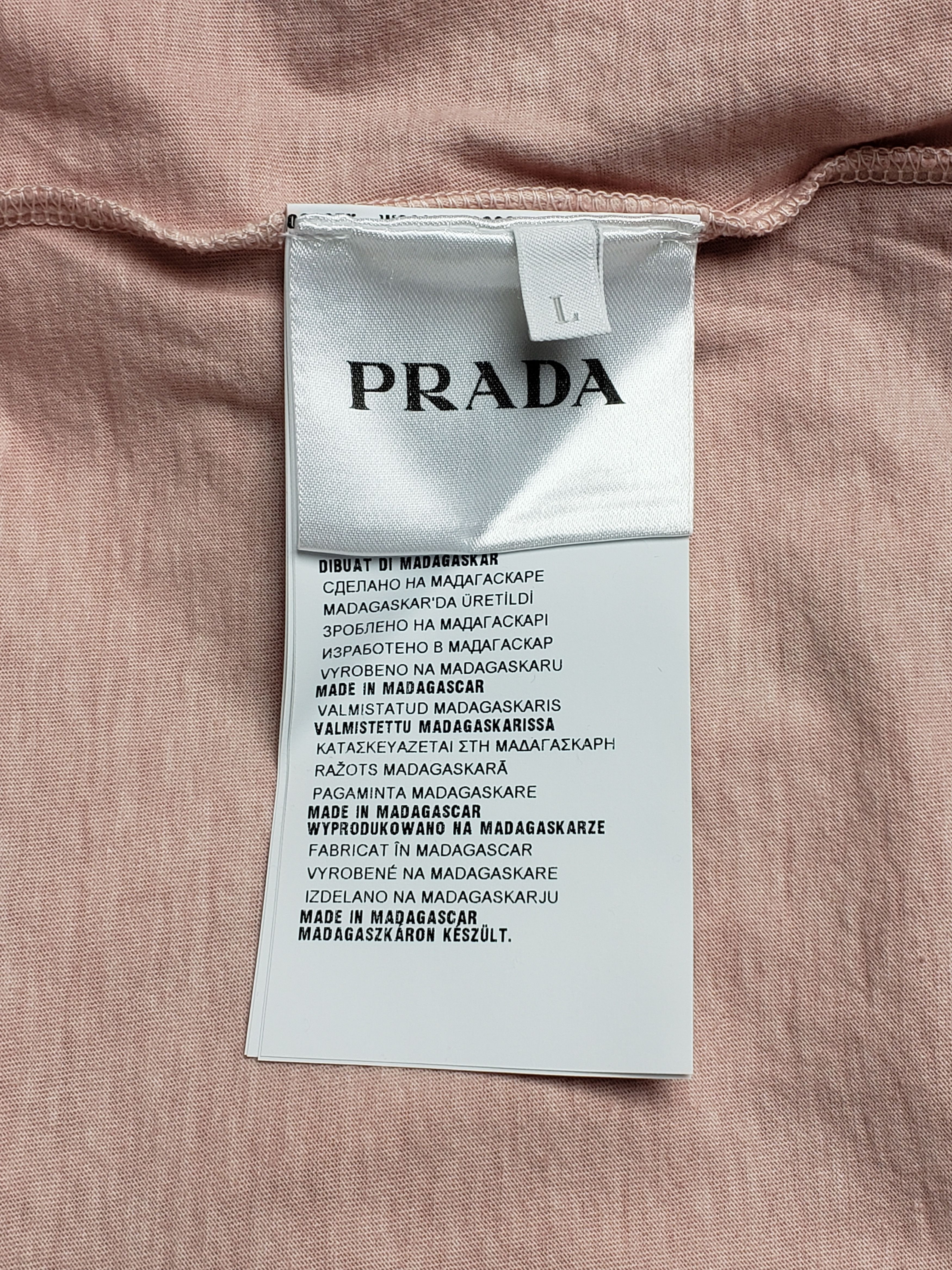 Prada Pink Cotton Logo Patch T-Shirt Large Size L / US 10 / IT 46 - 6 Thumbnail