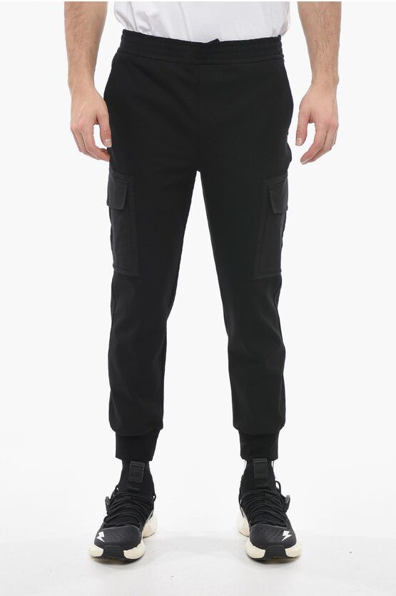 image of Neil Barrett Low-Rise Skinny Fit Cargo Sweatpants in Black, Men's (Size 31)