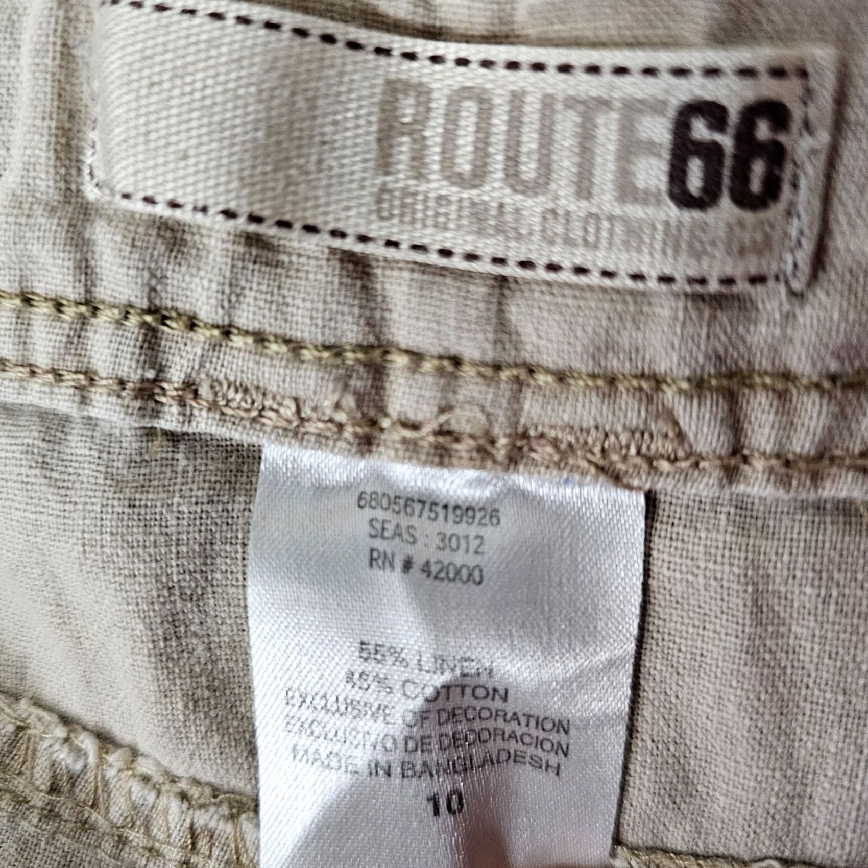 Route 66 Route 66 Women Linen Shorts Size 10 Beig e Casual Outdoor Beach Shorts Beige Women) Size 32" / US 10 / IT 46 - 2 Thumbnail