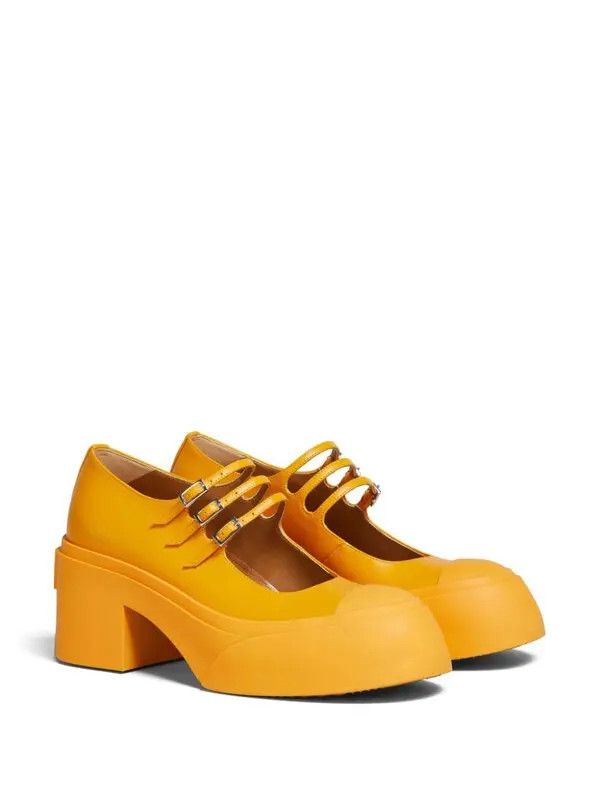 Marni oc11z0525 Buckle Strap Leather Pumps in Yellow Size US 7 / IT 37 - 1 Thumbnail