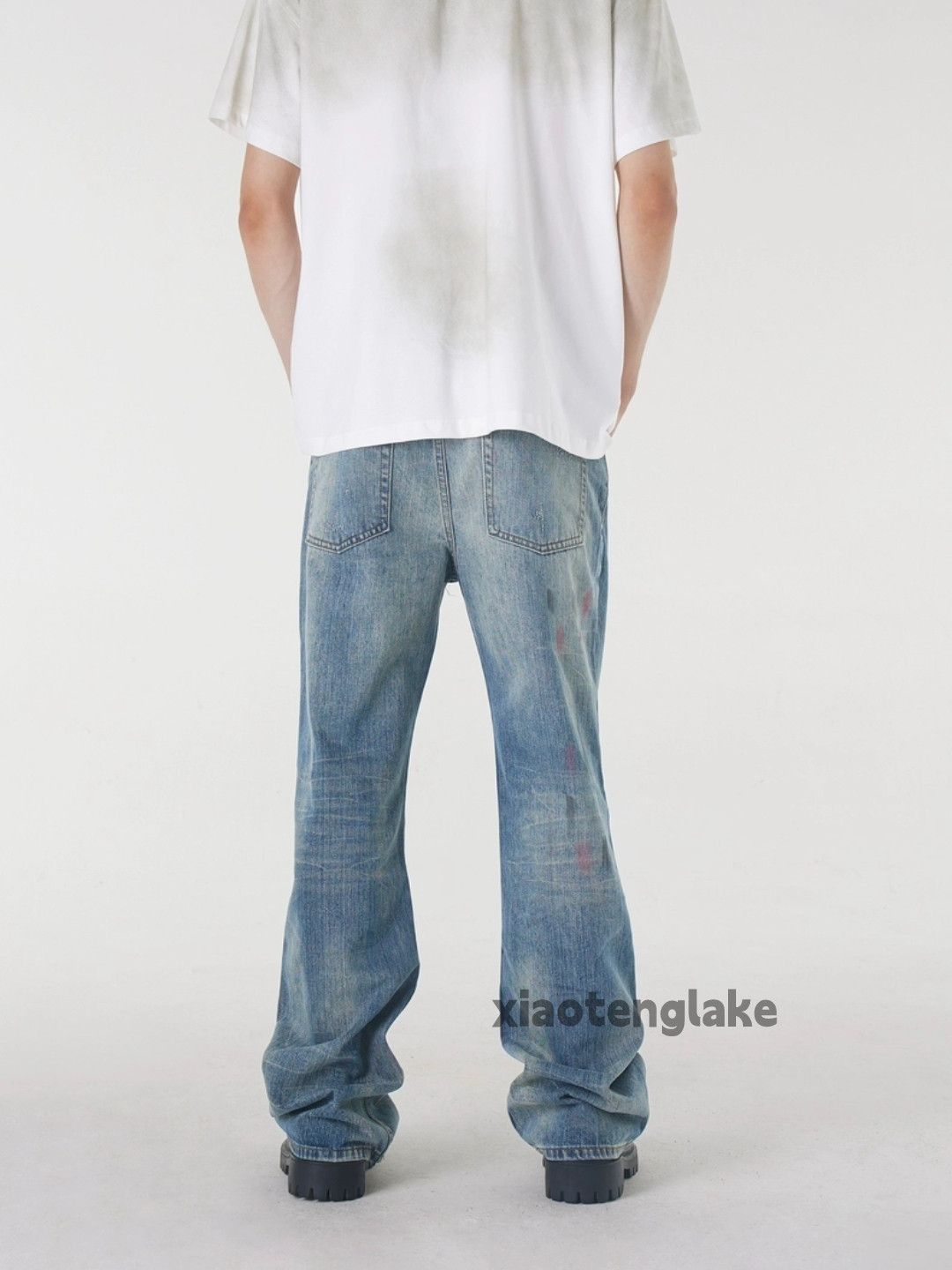 Jean × Vintage washed faded skate hiphop rusty stain paint jeans Size US 34 / EU 50 - 6 Thumbnail
