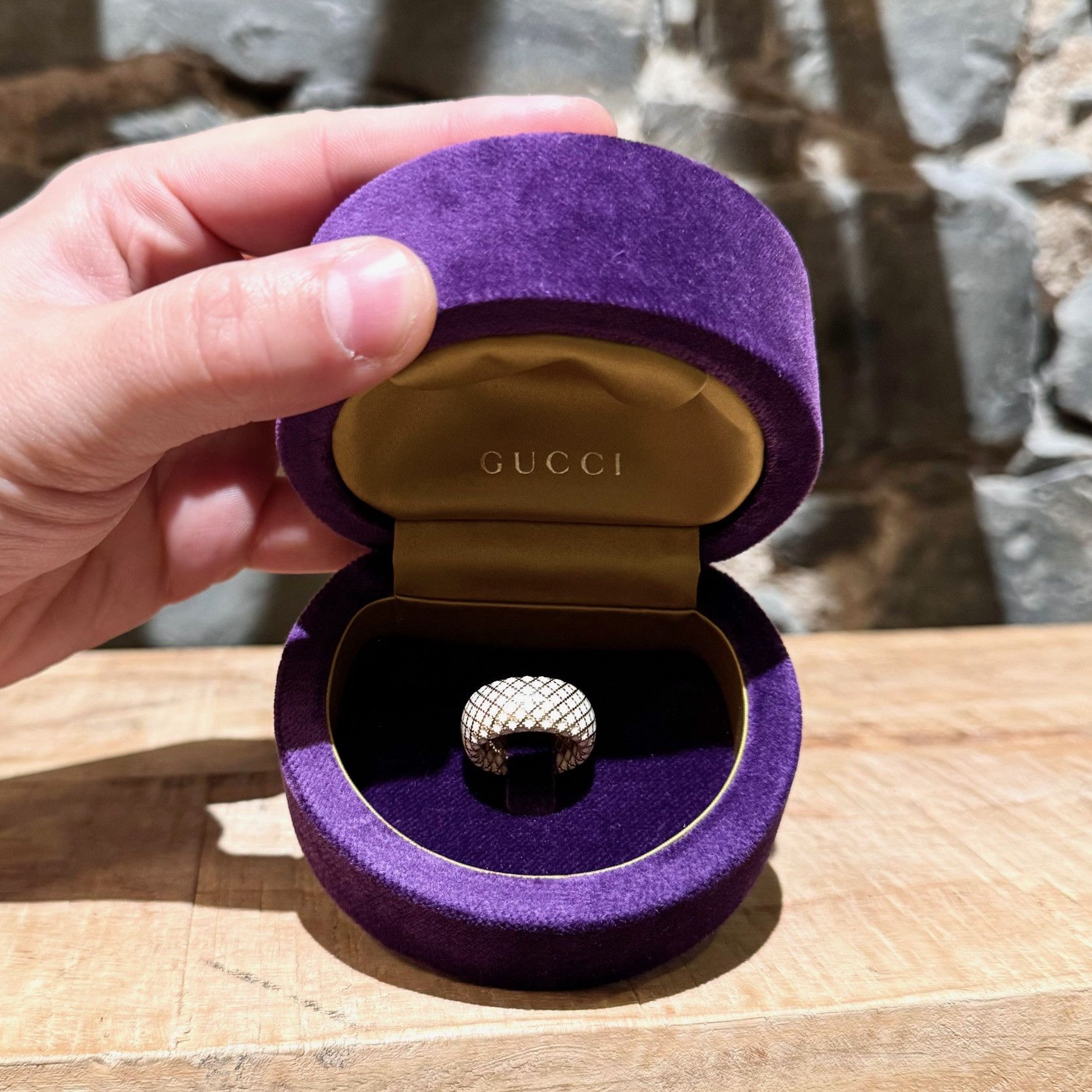 Gucci Gucci 18k Gold White Enamel Diamantissima Ring Size ONE SIZE - 2 Thumbnail