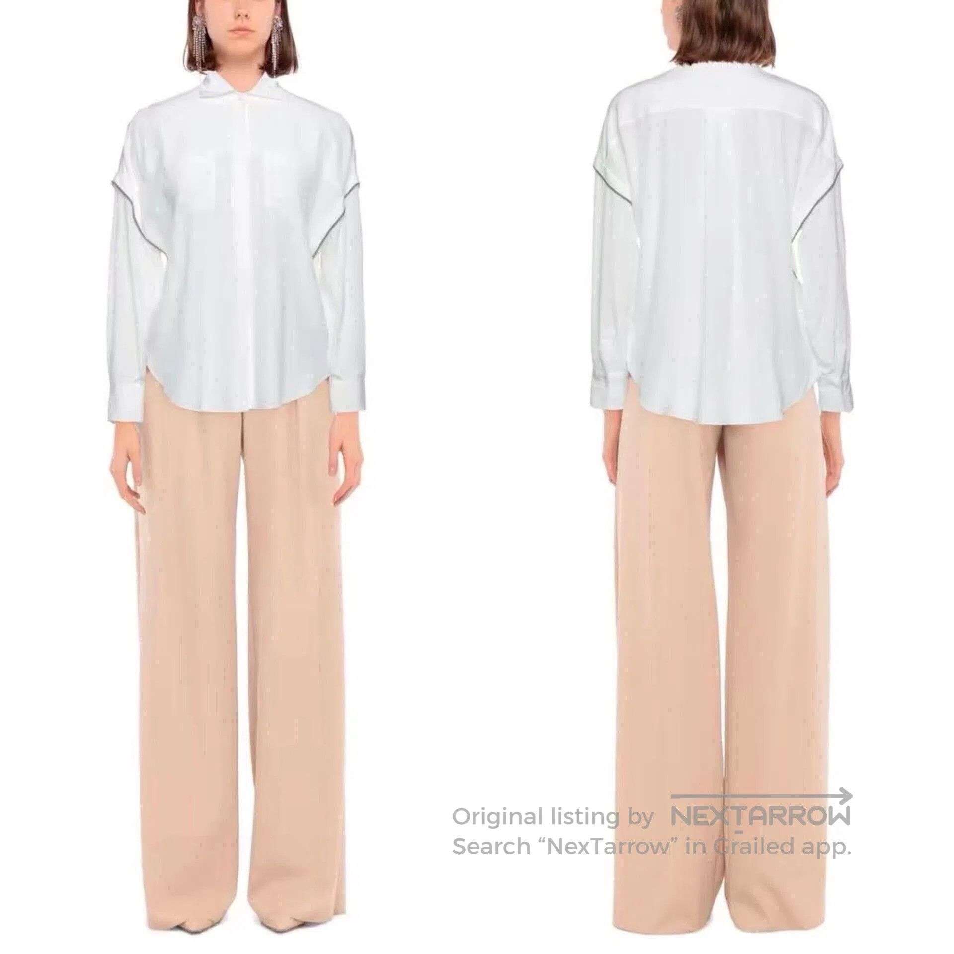 Brunello Cucinelli Brunello Cucinelli Silk Beaded Batwing Shirt. Size US M / EU 48-50 / 2 - 9 Thumbnail