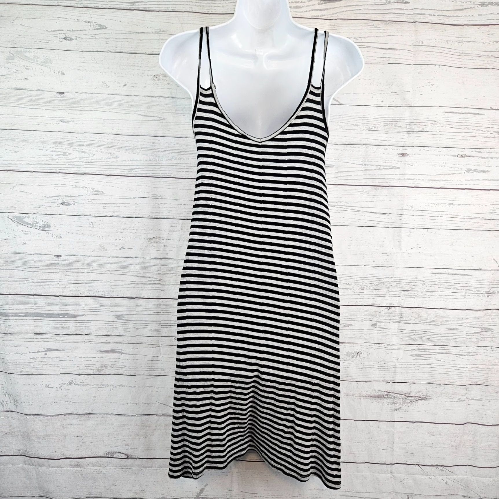 Vintage Soybu Womens Tank Dress Sz M Black Stripe Pockets Sleeveless Rayon Blend Size M / US 6-8 / IT 42-44 - 3 Thumbnail