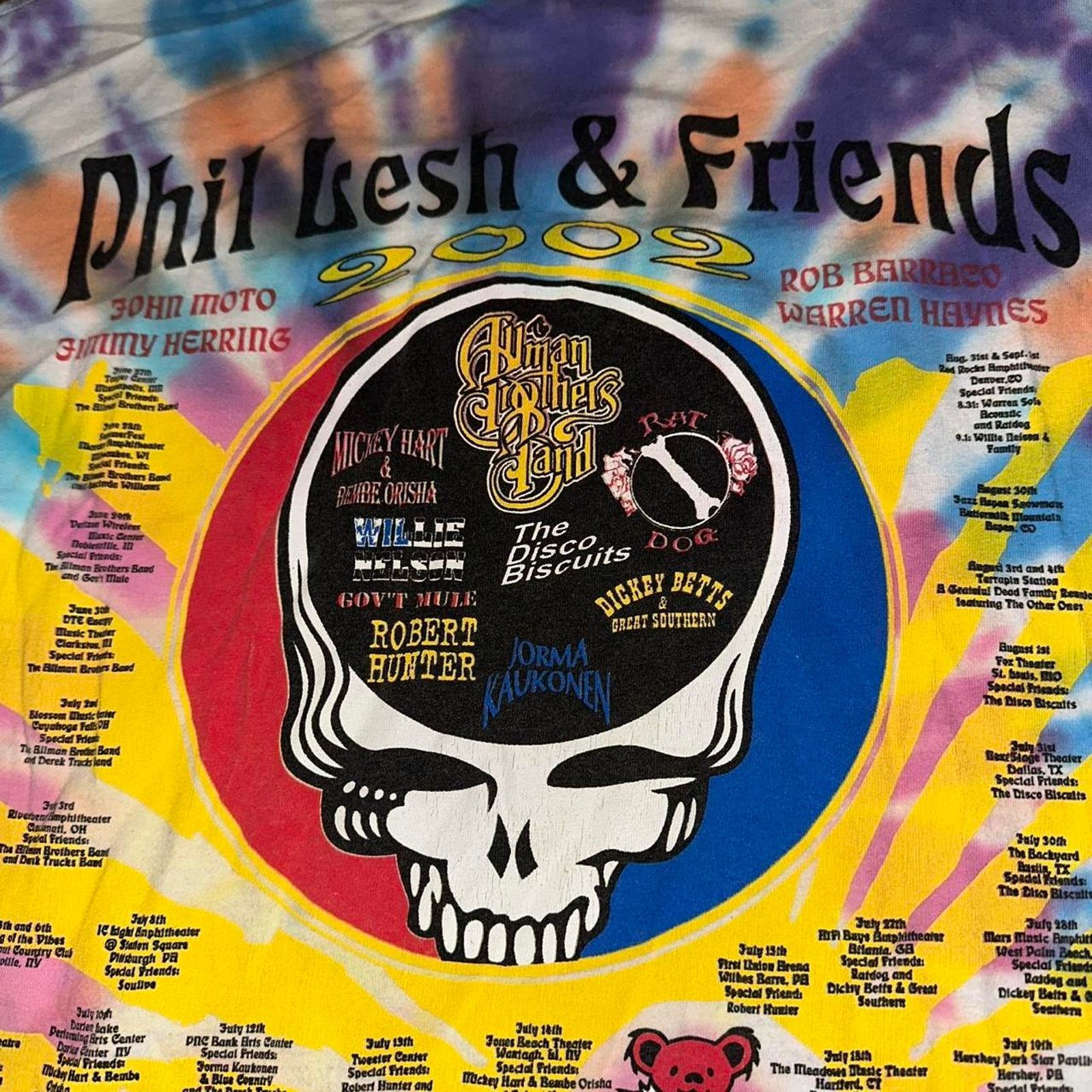 Band Tees × Grateful Dead × Vintage 2002 Grateful Dead Phil Lesh Friends Tour Tie Dye Band Tee L Size US L / EU 52-54 / 3 - 7 Thumbnail