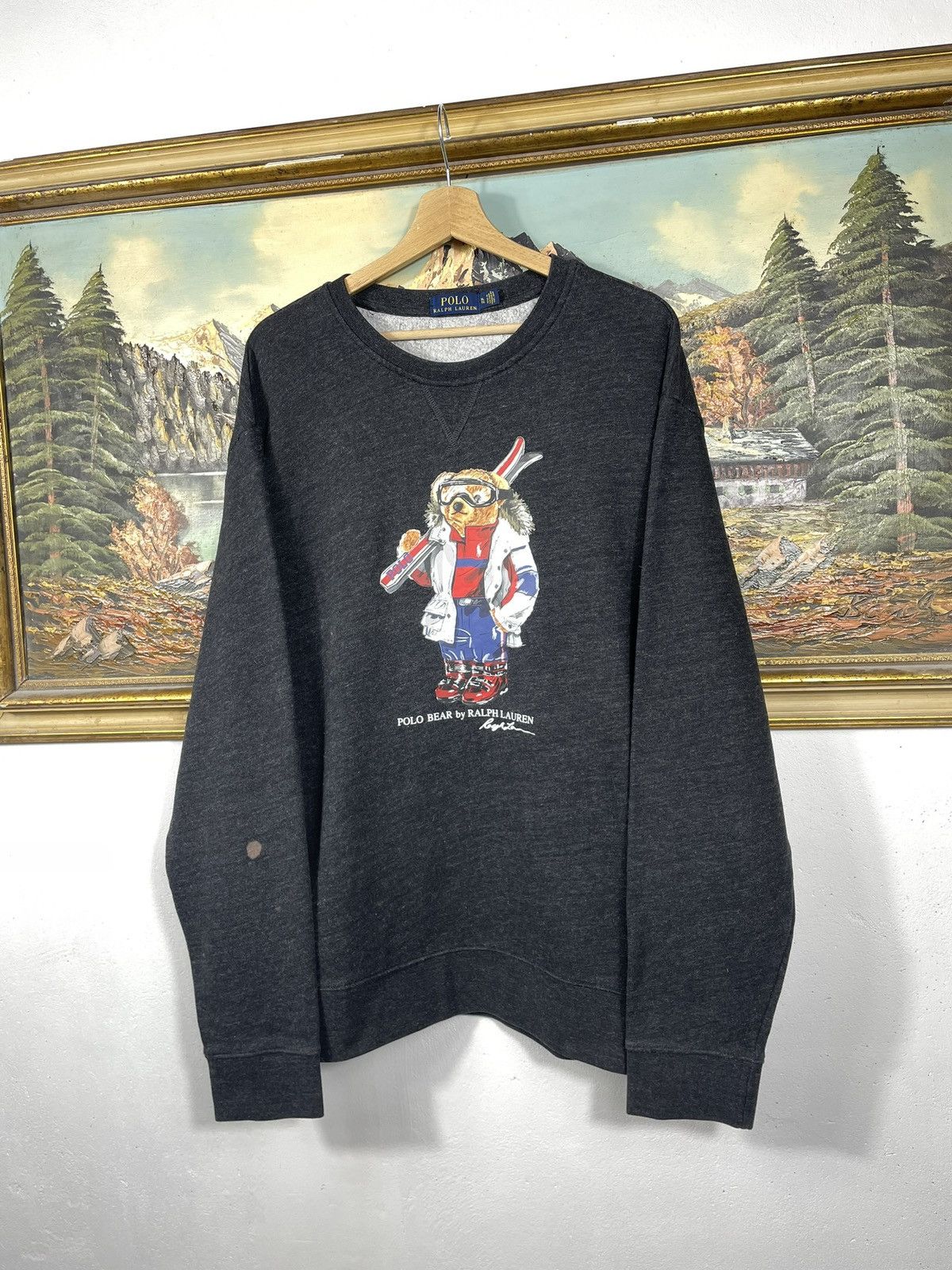 Designer × Polo Ralph Lauren × Ralph Lauren Polo Ralph Lauren Dark Grey Crewneck Sweater Kanye West Size US XL / EU 56 / 4 - 2 Thumbnail