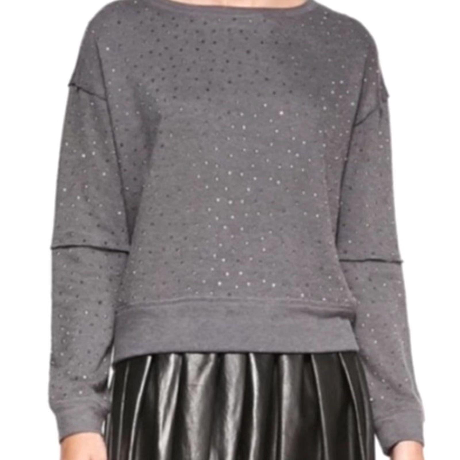 Alice + Olivia VINTAGE Alice + Olivia Embellished Studded Knit Black Long Sleeves Top L Size L / US 10 / IT 46 - 7 Thumbnail