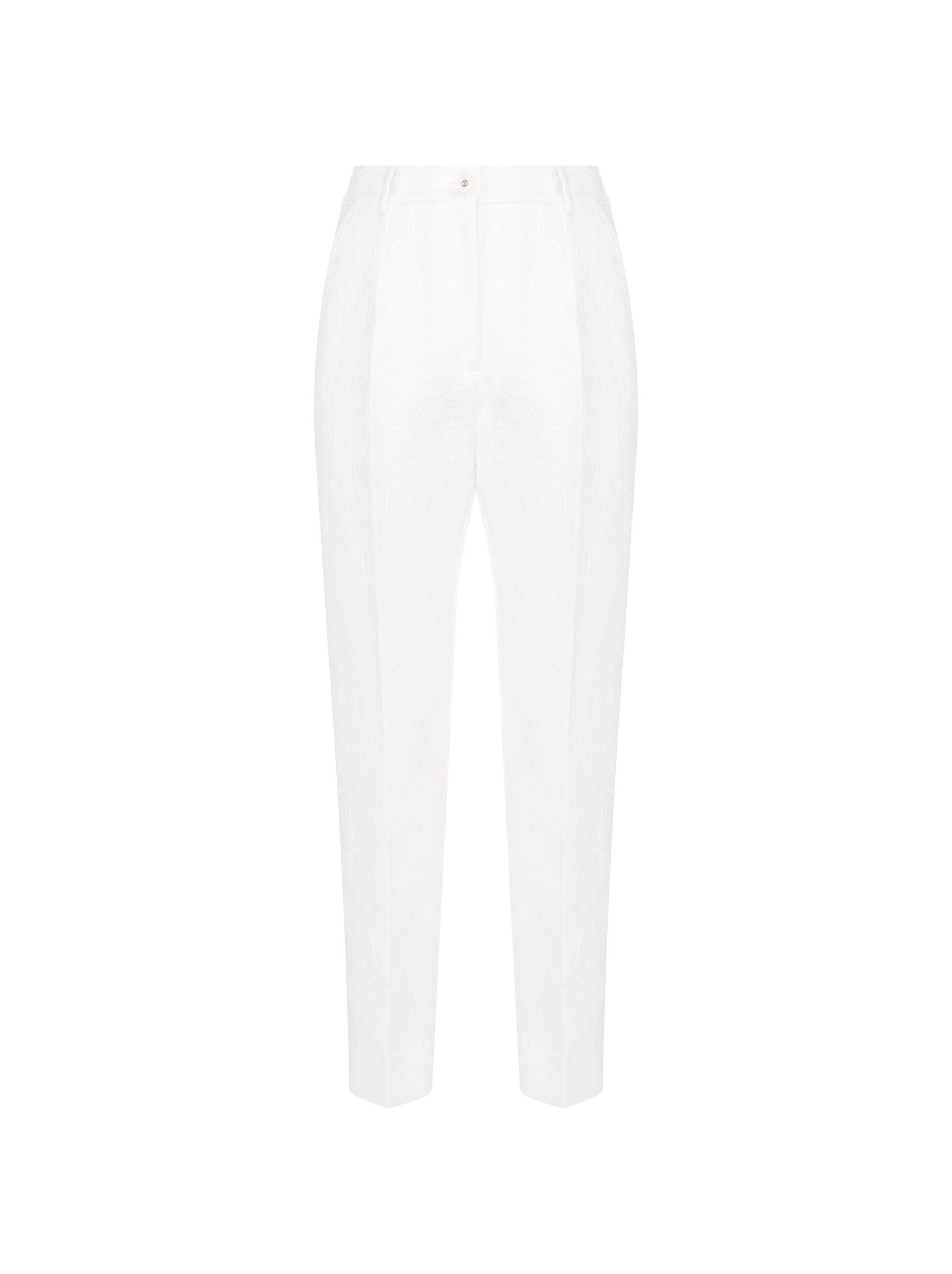 Dolce & Gabbana o1s22i1n1024 Brocade Cigarette Pant in White Size 27" / US 4 / IT 40 - 1 Thumbnail