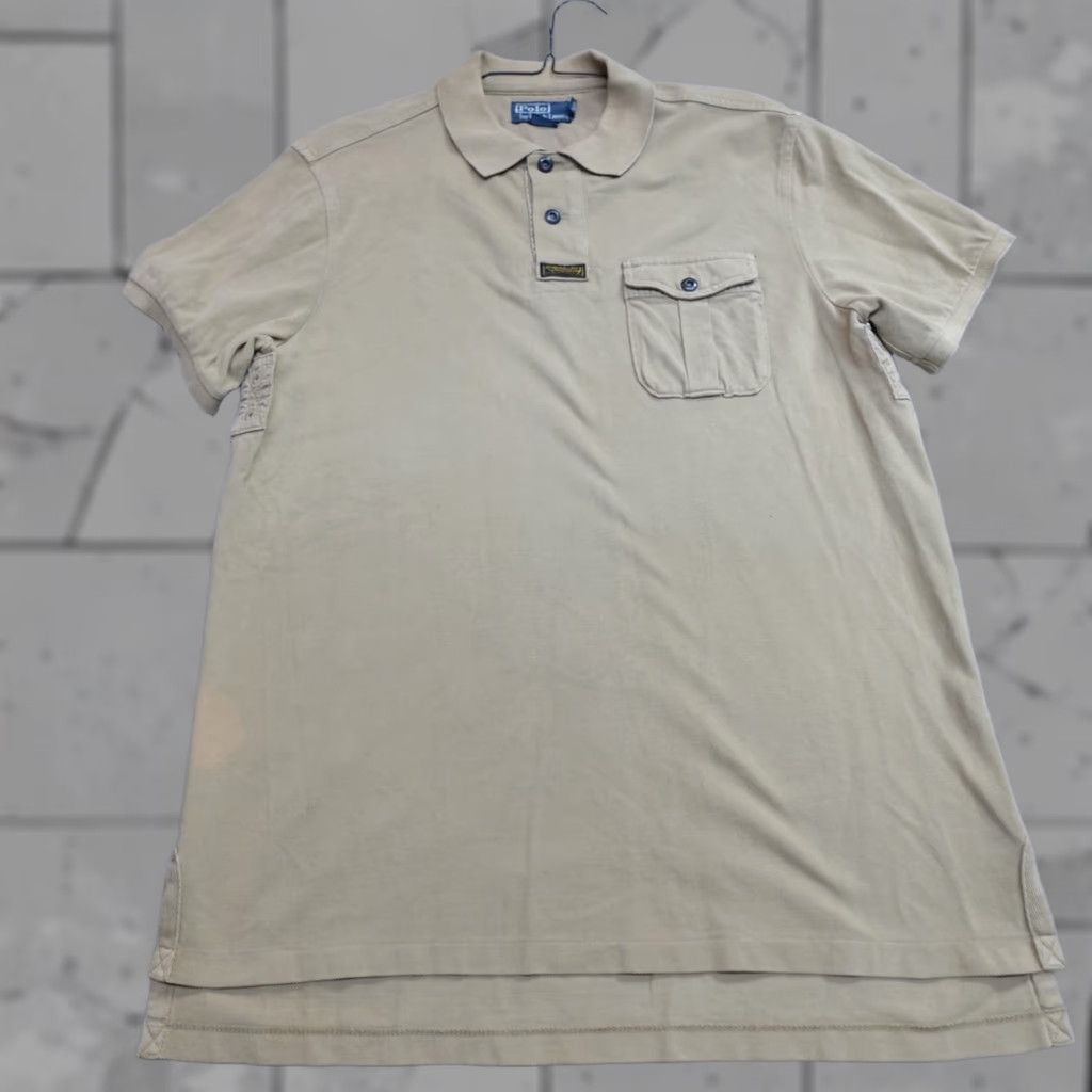 Polo Ralph Lauren VINTAGE Polo Ralph Lauren Polo Shirt Beige Solid Short Sleeve Collared 100% Cotton Men L Beige Metal Buttons Pocket Size US L / EU 52-54 / 3 - 1 Thumbnail