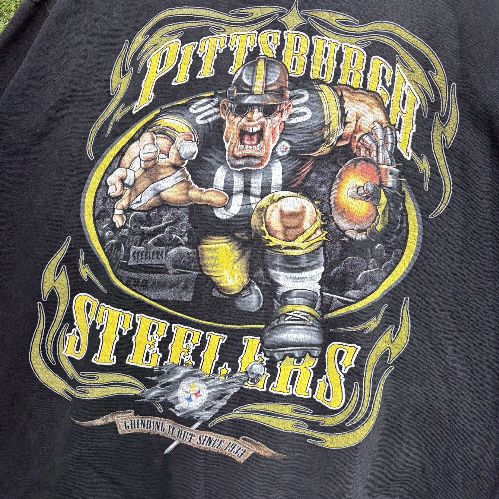 NFL VINTAGE Pittsburgh Steelers Hoodie Mens XL Black NFL Grinding Out Y2K Sweatshirt Size US XL / EU 56 / 4 - 3 Thumbnail