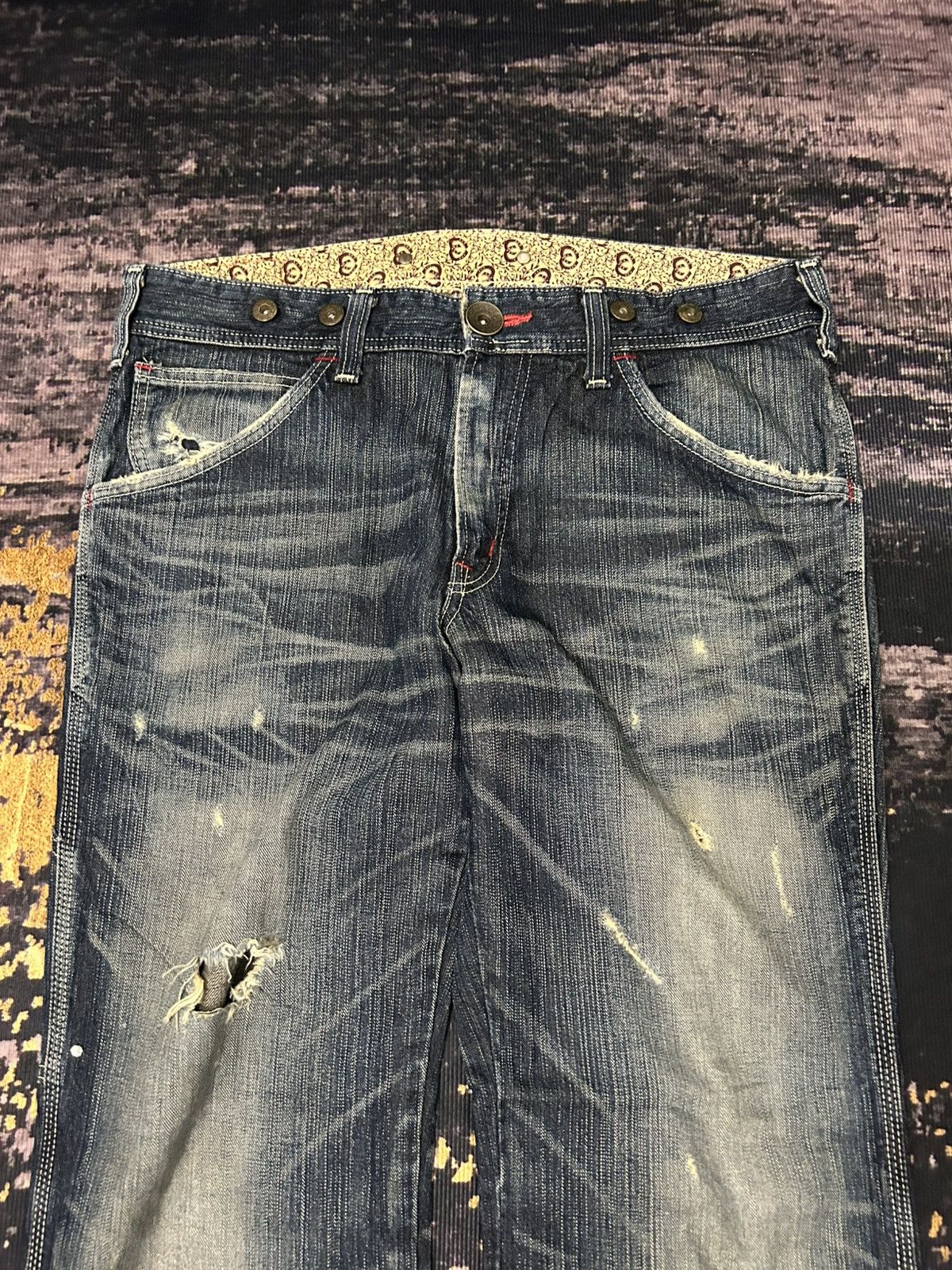 Edwin Vintage Wash Edwin 503 Blue Trip Distressed Carpenter Jeans Size US 34 / EU 50 - 6 Thumbnail