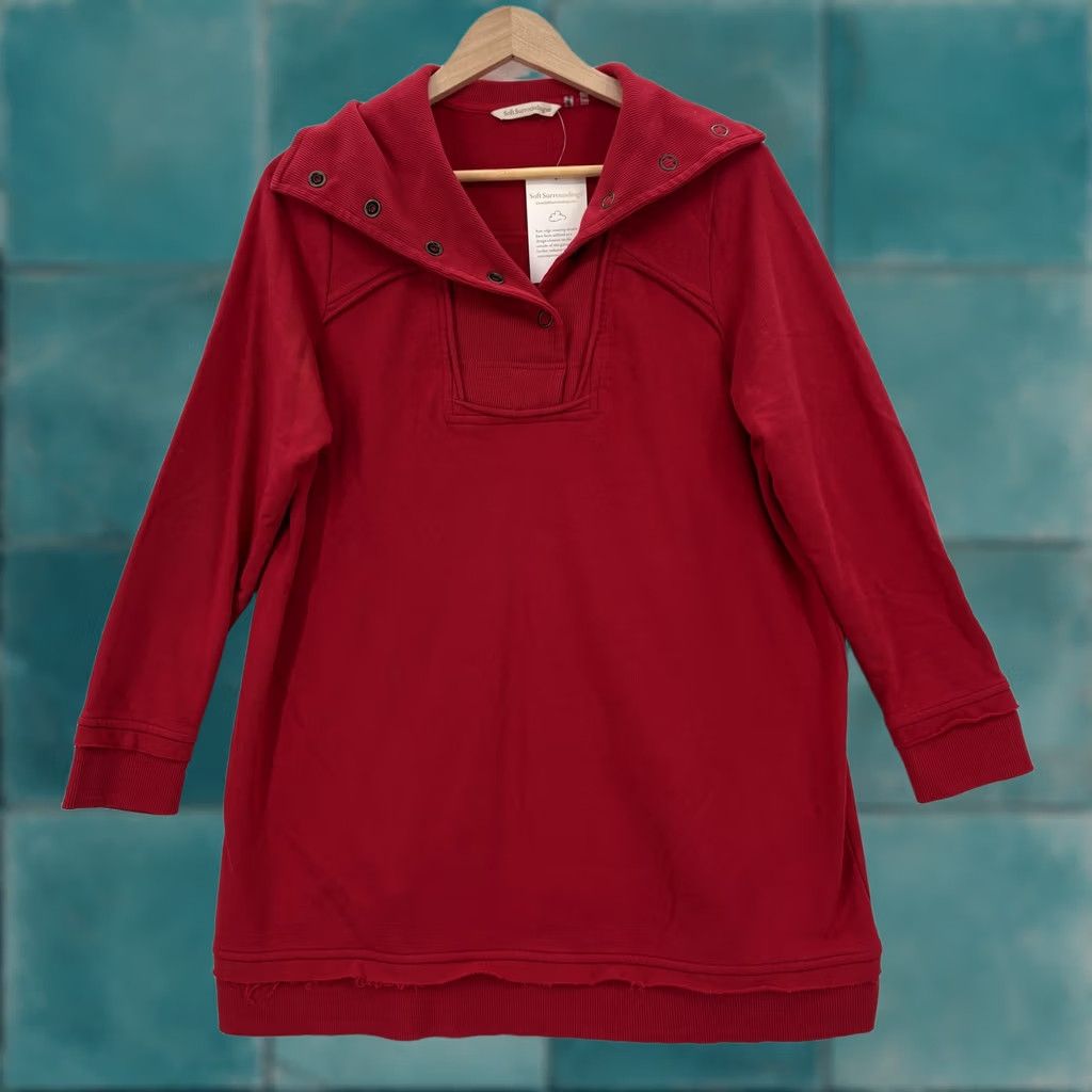 Soft Surroundings Soft Surroundings Sweatshirt Tunic Womens PL Red Cotton Knit Long Sleeve Casual Fall Womens Size L / US 10 / IT 46 - 1 Thumbnail
