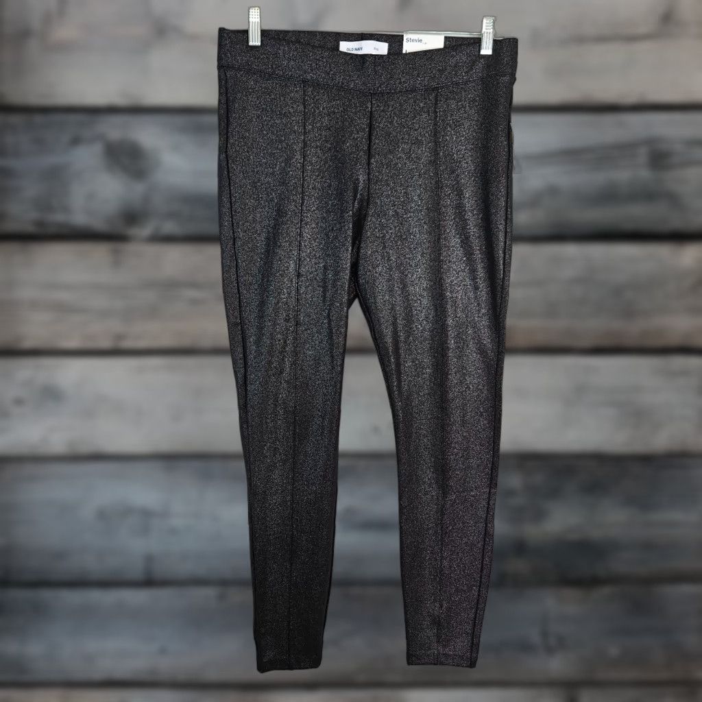 Old Navy Old Navy Womens Leggings Sz Large Black Metallic Pull On Rayon Blend Size 36" / US 14 / IT 50 - 1 Thumbnail