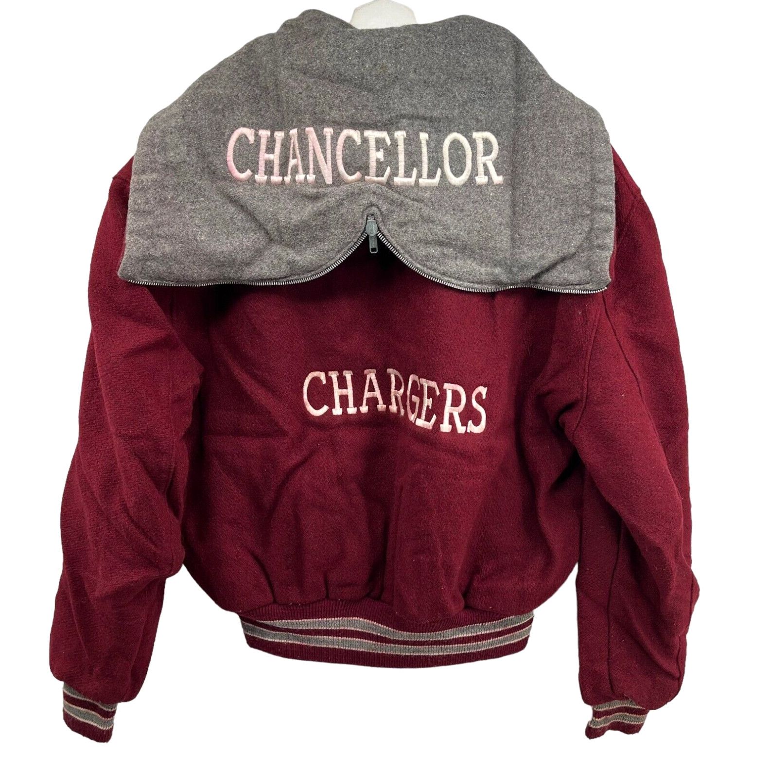 image of Vintage High School Jacket Wool 1993 Size 44 Chancellor Chargers Virginia 90's in White, Women's
