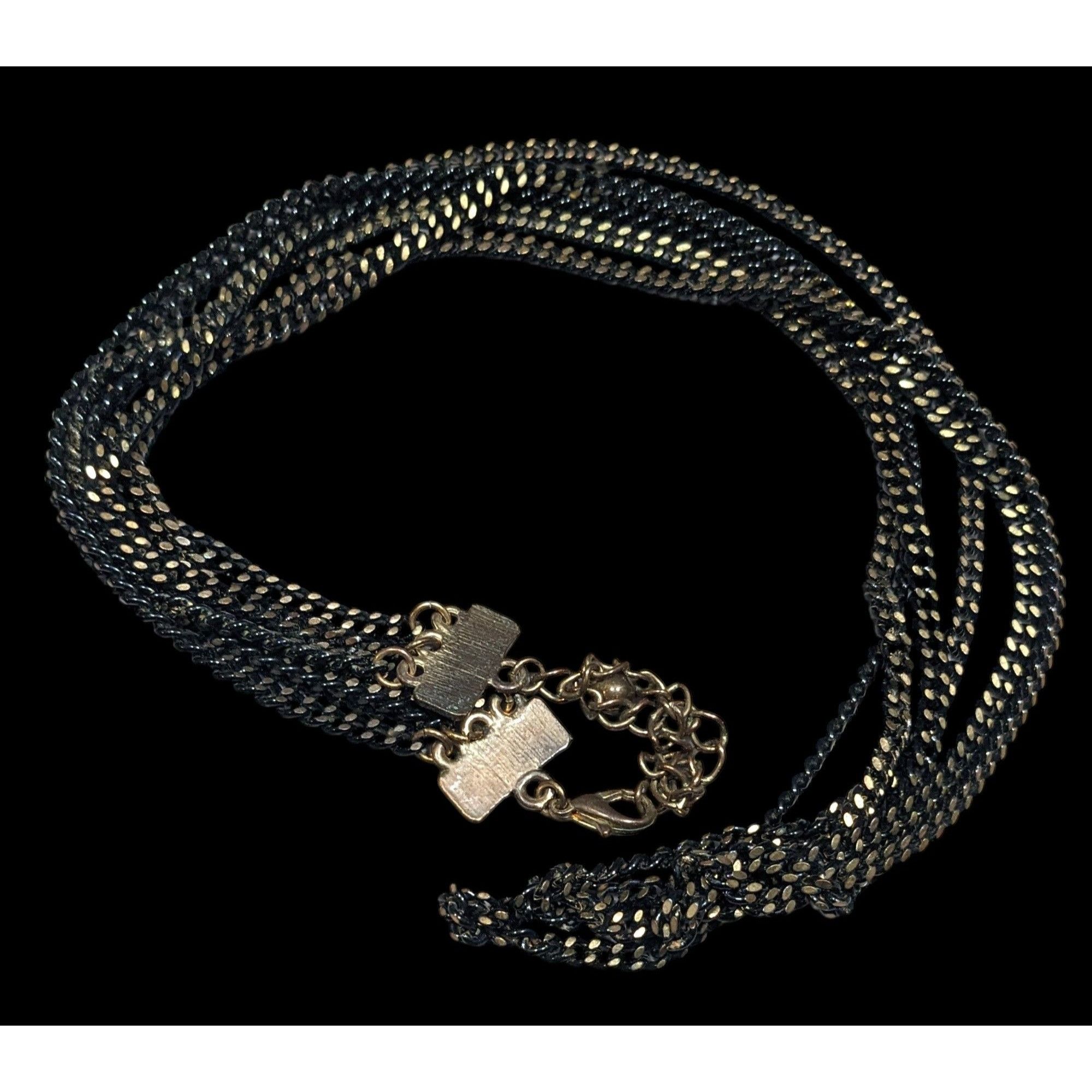 Other Dark Elegant Black And Gold Tone Multilayer Chain Necklace Size ONE SIZE - 1 Thumbnail