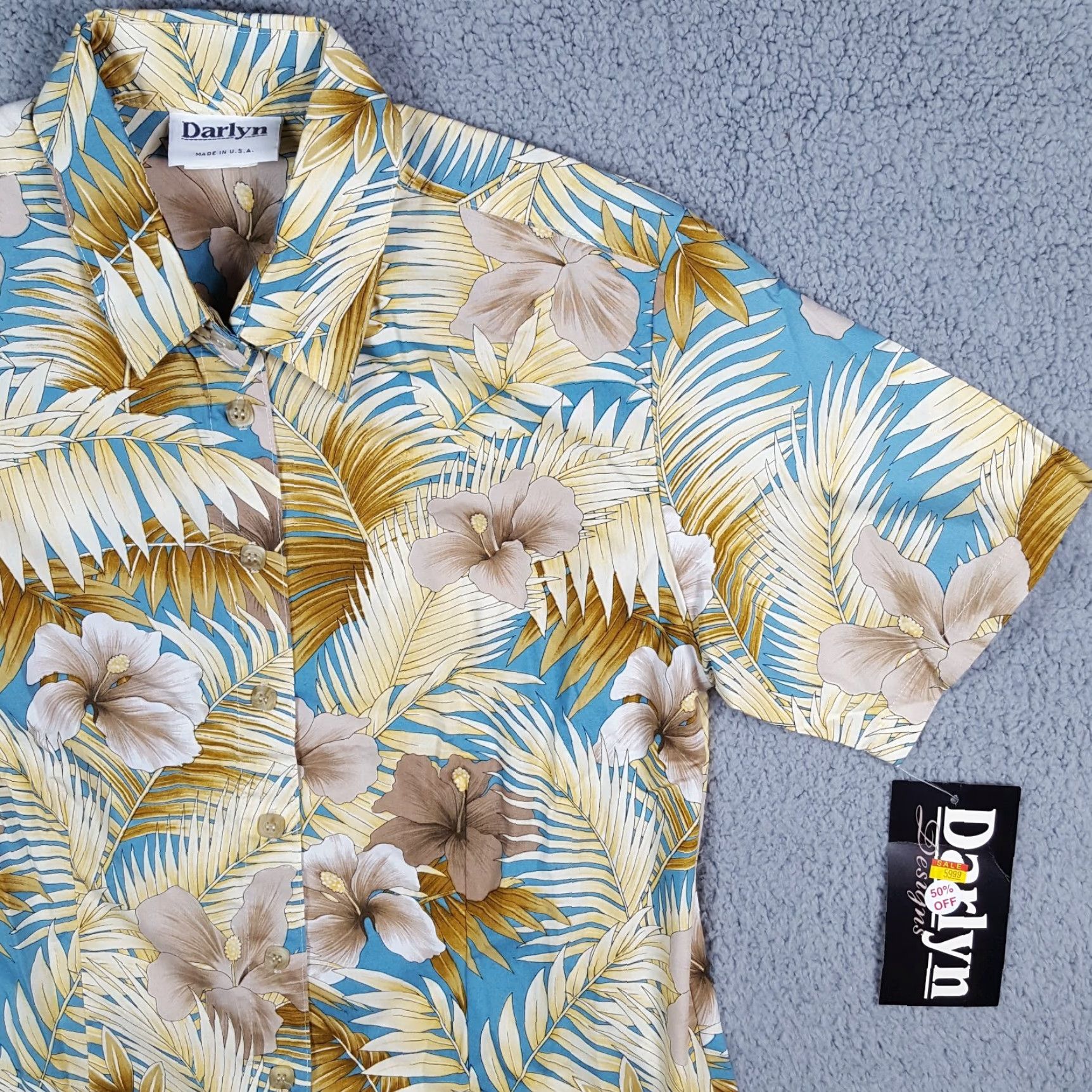 Vintage Vintage Darlyn Women's Polo Shirt S Floral Nature Fern 90s Retro Casual Outdoor Summer Spring Fall Winter Size S / US 4 / IT 40 - 2 Thumbnail