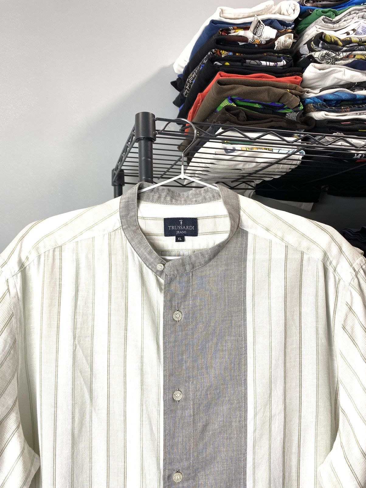Trussardi Rare! Vintage Trussardi Jeans Linen Shirt Cotton Size US XL / EU 56 / 4 - 2 Thumbnail