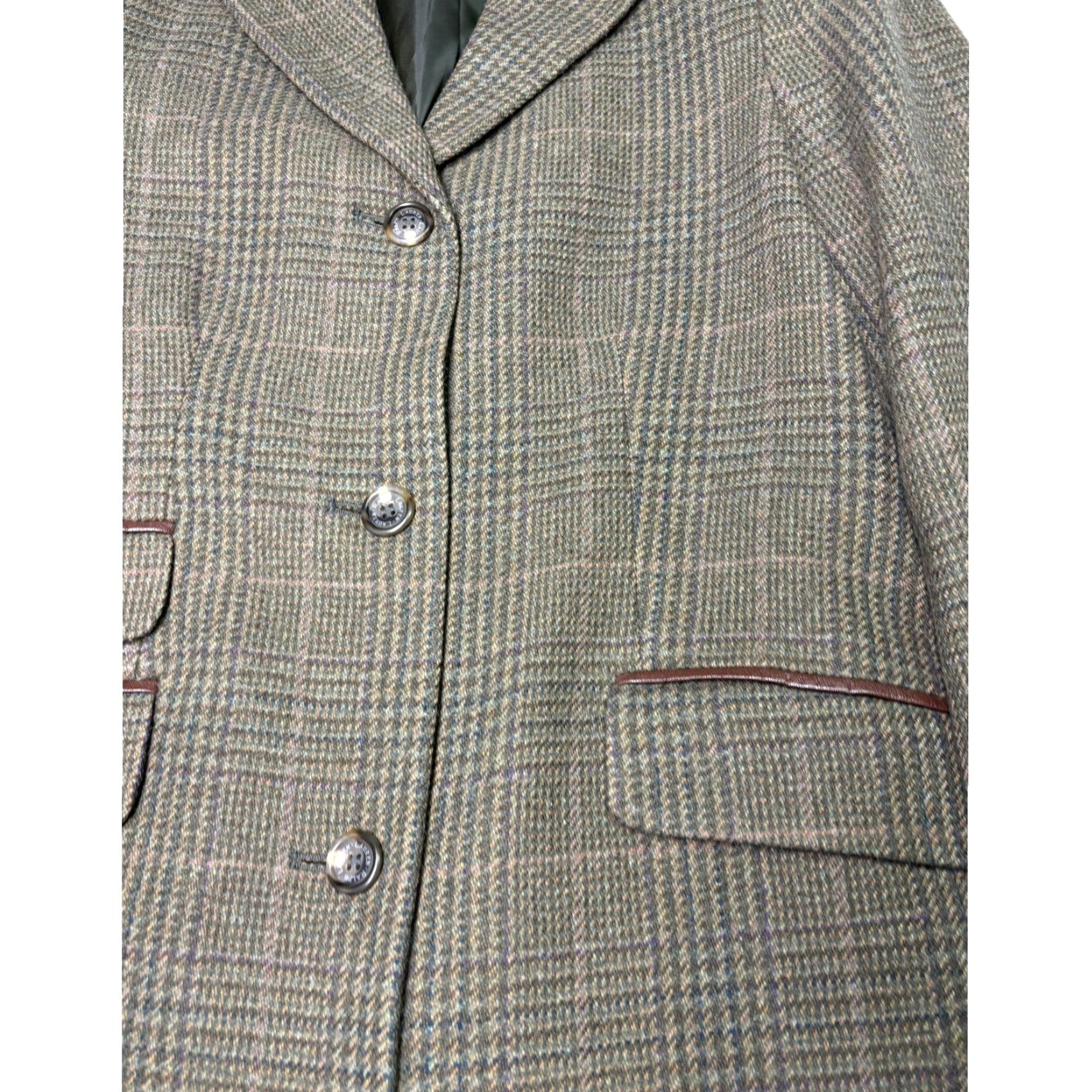 Ralph Lauren VINTAGE Lauren Ralph Lauren Coat Wool Blend Glen Plaid Brown Tan Leather Trim Size 16 Size XXL / US 16-18 / IT 52-54 - 2 Thumbnail