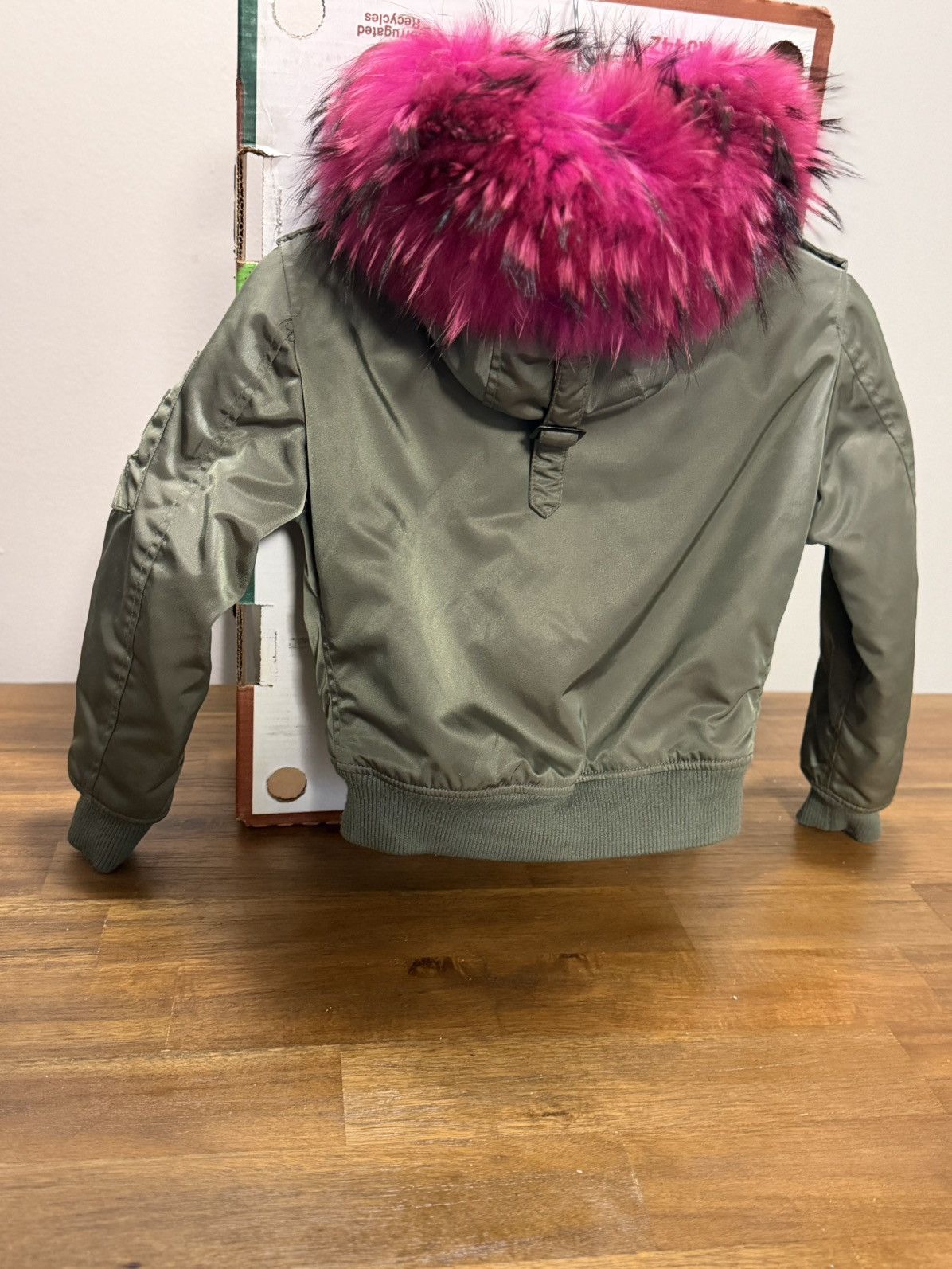 SAM. Sam Bomber Jacket Girls Size 8 Green Pink Fur Collar Size M / US 6-8 / IT 42-44 - 9 Thumbnail