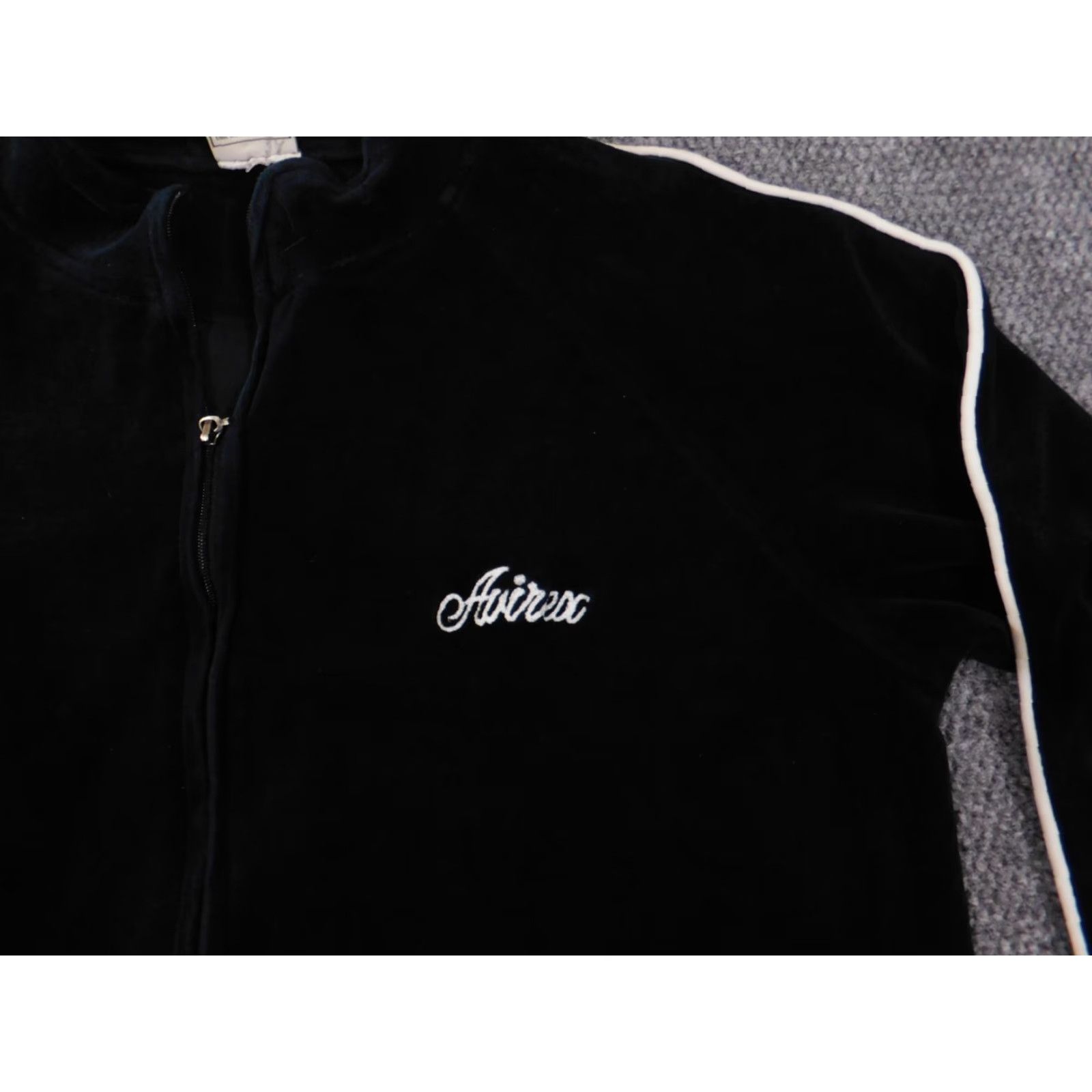 Avirex Avirex Jacket XL Blue Velour 90s Hip-Hop Mens Zip Stretch Size XL / US 12-14 / IT 48-50 - 7 Thumbnail