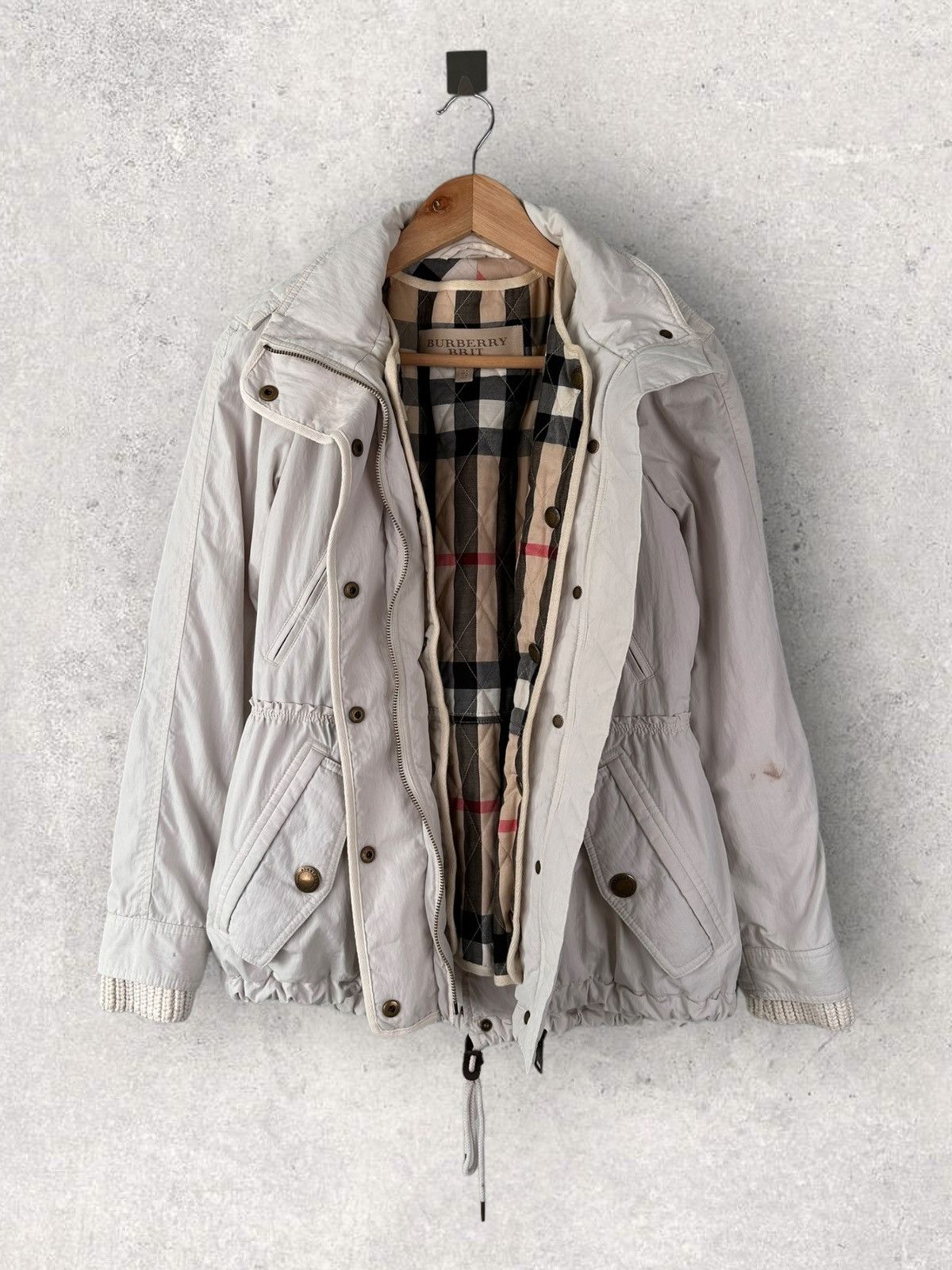 image of Avant Garde x Burberry Brit Winter Jacket & Gilet 3 In 1 Check Nova in Beige, Women's (Size Medium)