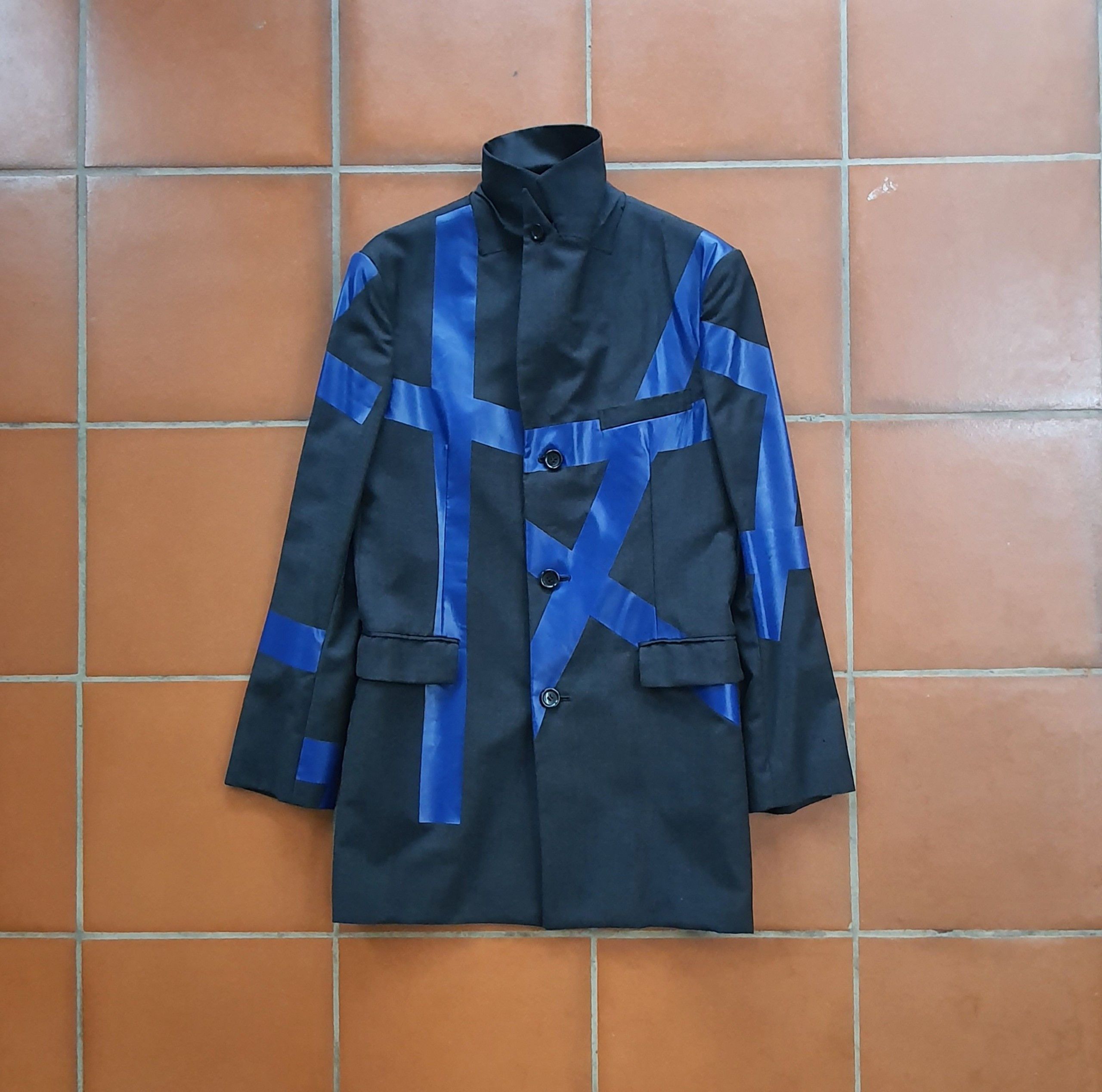 image of 1998 S/s Masaki Matsushima Taped Tailored Jacket in Grey, Men's (Size Medium)