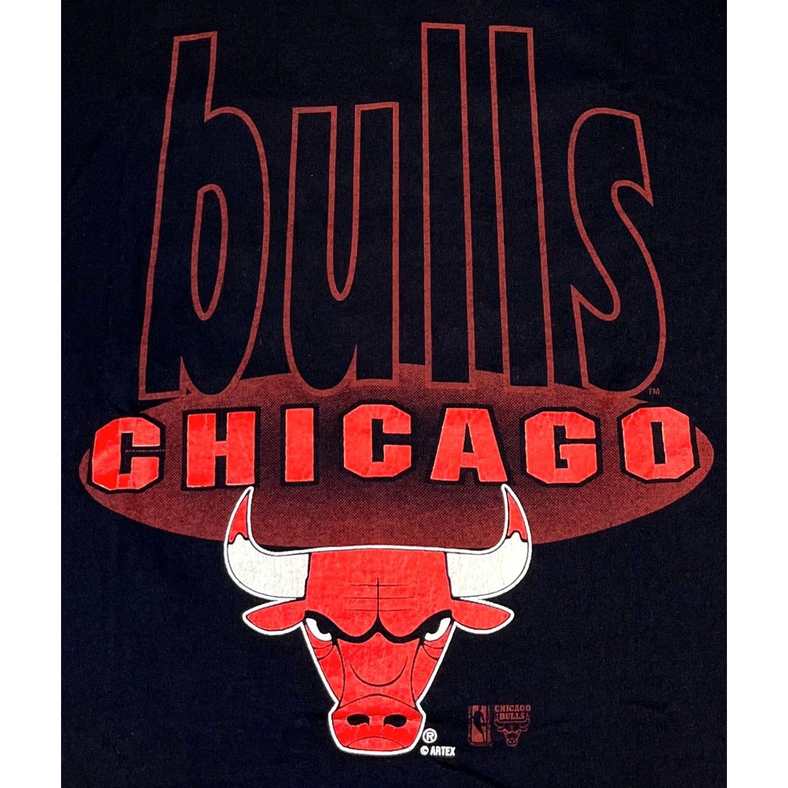 Vintage Artex Sportswear Men's Vintage 90s Chicago Bulls T-Shirt Shirt Small Black 100% Cotton Mens Size US S / EU 44-46 / 1 - 4 Thumbnail