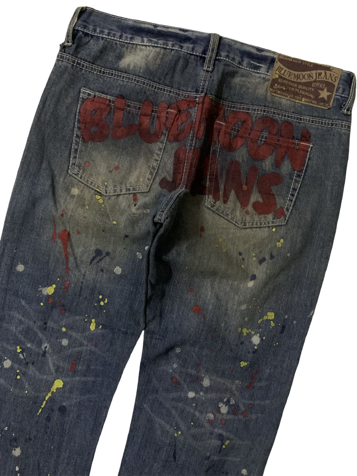 Hysteric Glamour 💥Blue Moon Blue Paint Splatter Designs Denim Size 33" - 4 Thumbnail
