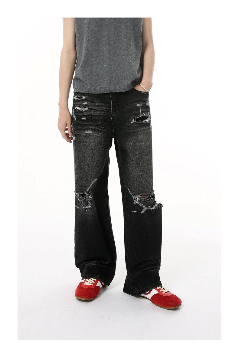 Japanese Brand × Jean American street distressed vintage ripped loose jeans Size US 32 / EU 48 - 1 Thumbnail