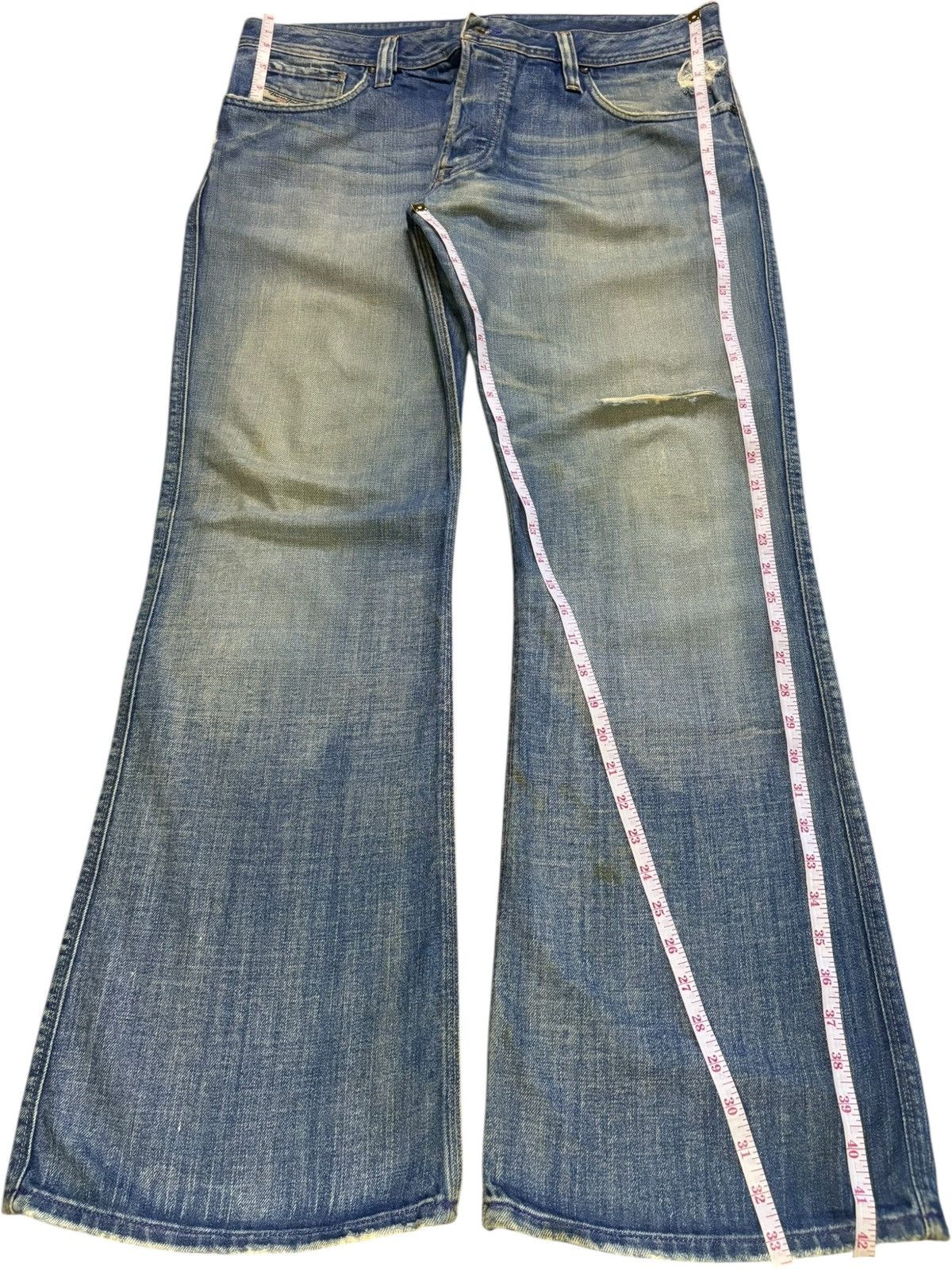 Diesel Vintage Diesel Button Fly Mud Wash Distressed Rip Flare Jean Size US 37 - 12 Thumbnail