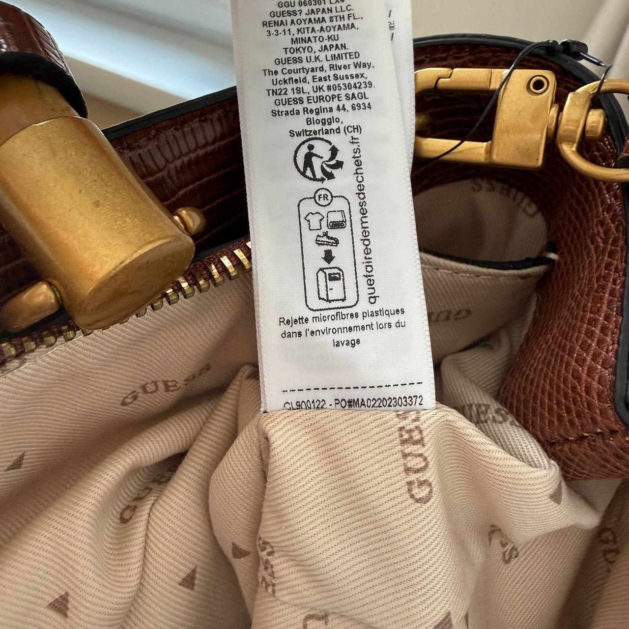 Guess Guess Zabry Bamboo Satchel Large Beige Brown Bag New Size ONE SIZE - 18 Thumbnail