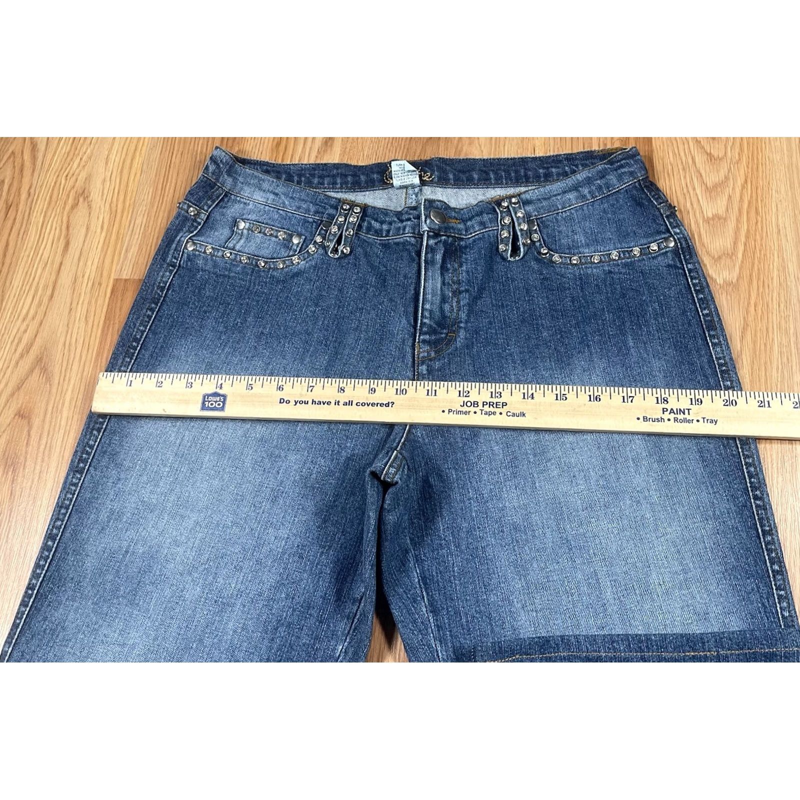Vintage VINTAGE Caché Jeans Womens 10 Stretch Bootcut Mid Rise Blue Denim Cotton Spandex Blend Jeans Mens Womens BOOT CUT 30in 10.5in Leg Opening 10 Womens Size 32" / US 10 / IT 46 - 5 Thumbnail