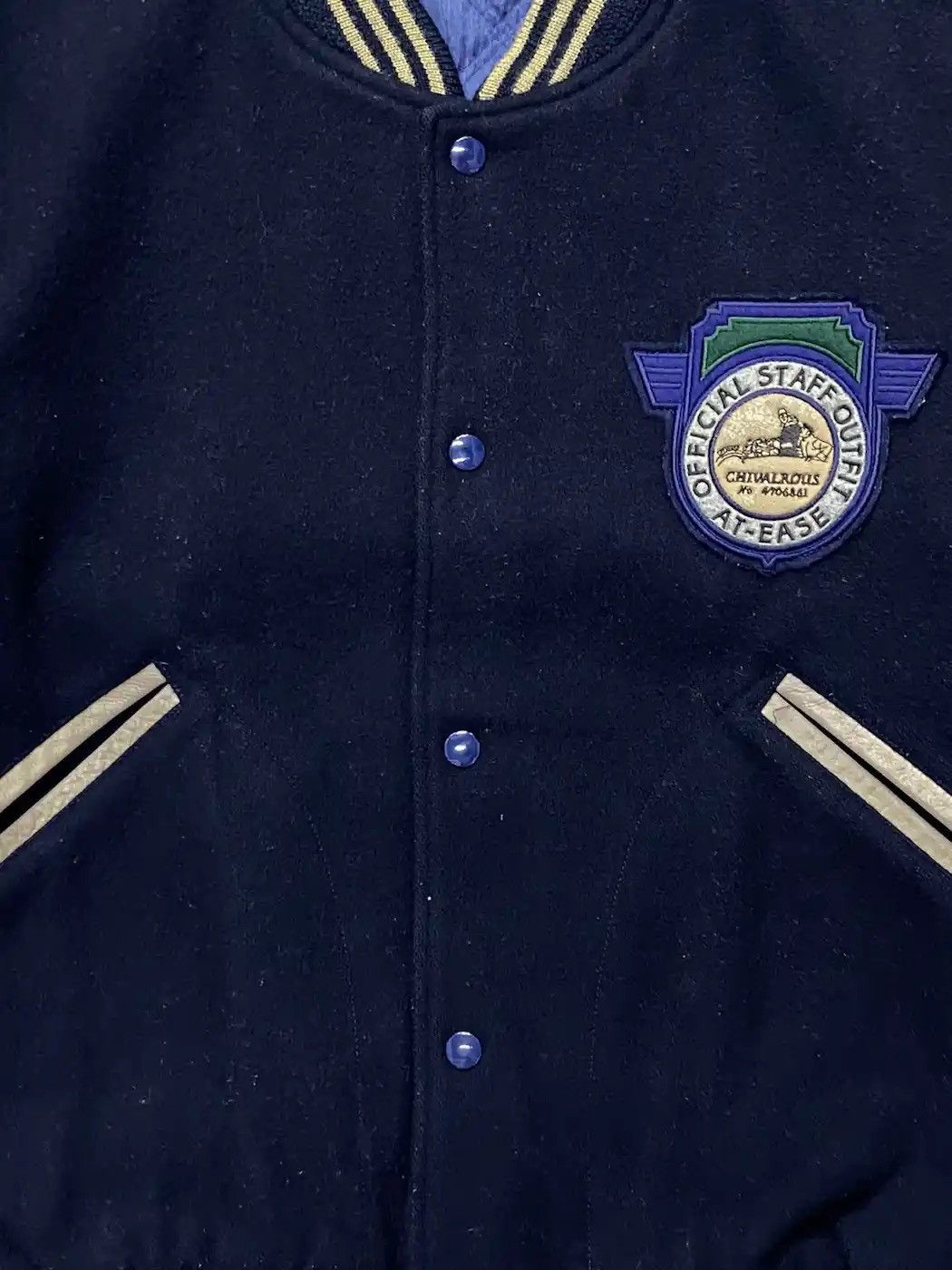 Japanese Brand × Vintage Vintage 80’s At-Ease Japan Staff Wool Leather Varsity Jacket Size US XL / EU 56 / 4 - 10 Thumbnail