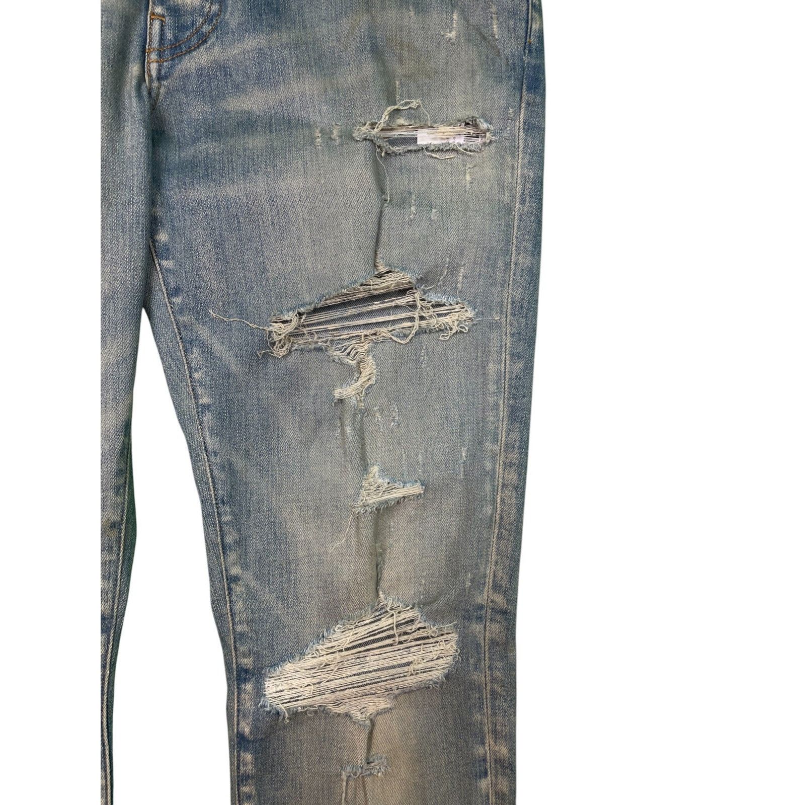 Amiri Amiri White Side Logo Light Wash Blue Jeans Size US 32 / EU 48 - 4 Thumbnail