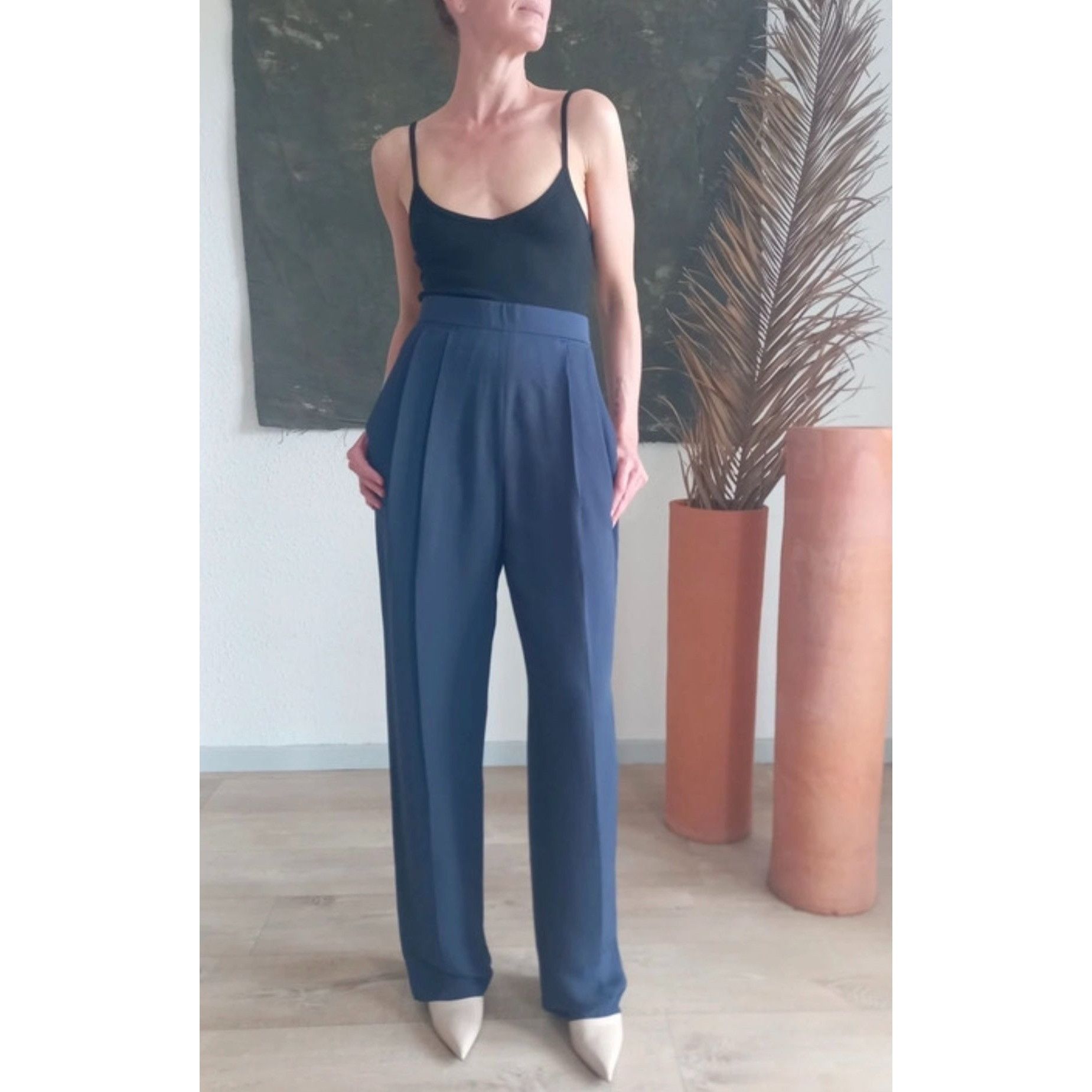 image of Celine x Phoebe Philo High Waist Navy Pants Navy Pants, Women's (Size 30)