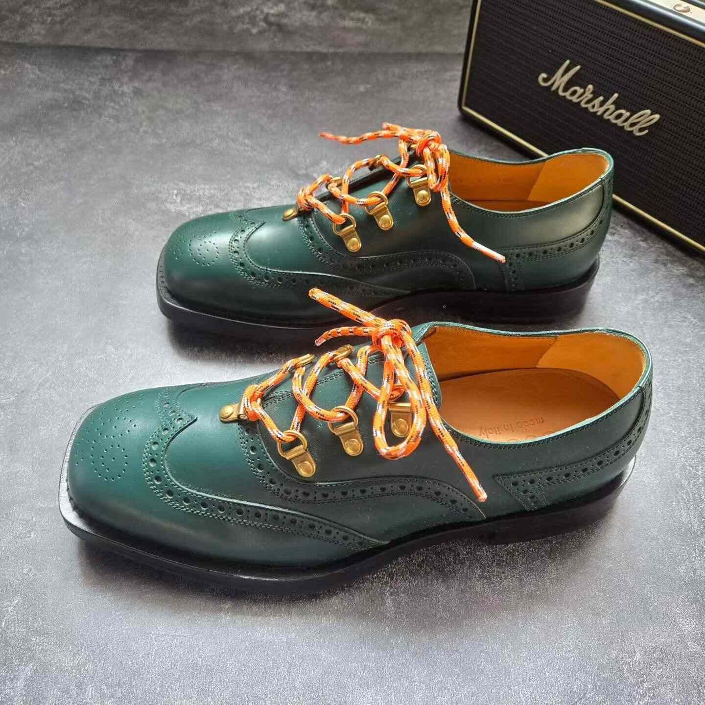Gucci Gucci Green Embossed Leather Shoes Size US 8 / EU 41 - 1 Thumbnail