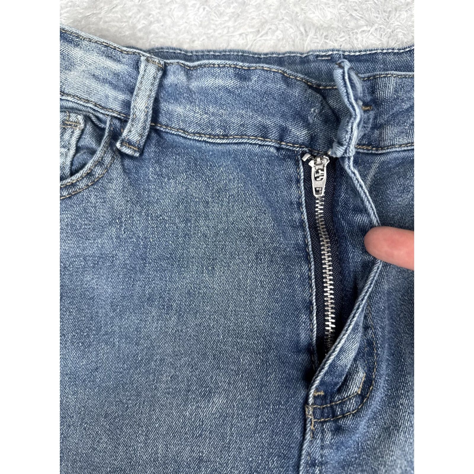 Denime Flare Jeans Womens Large Blue Med Wash Mid Rise Stretch Regular Fit 26x29 Denim Size 36" / US 14 / IT 50 - 6 Thumbnail