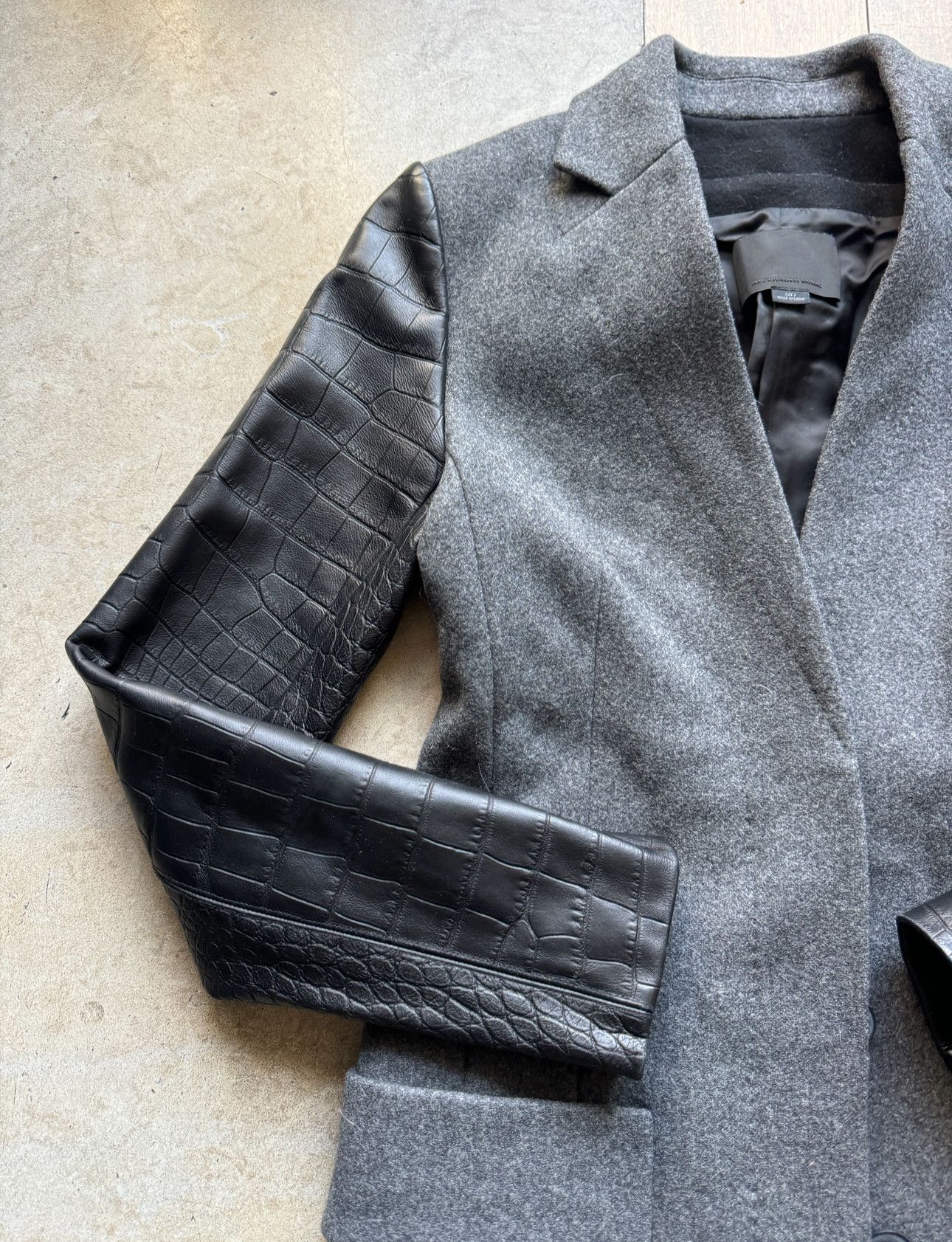 Alexander Wang Alexander Wang grey wool blend coat with croc sleeves Size XS / US 0-2 / IT 36-38 - 2 Thumbnail