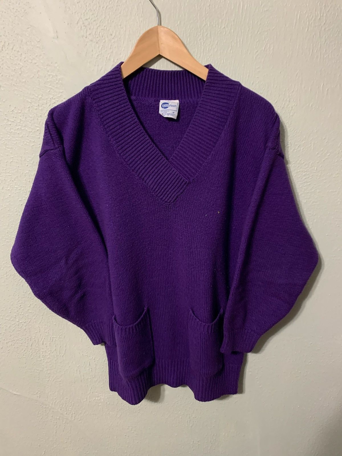 Vintage Vintage Purple Wrap Neck Sweater Size US M / EU 48-50 / 2 - 1 Thumbnail