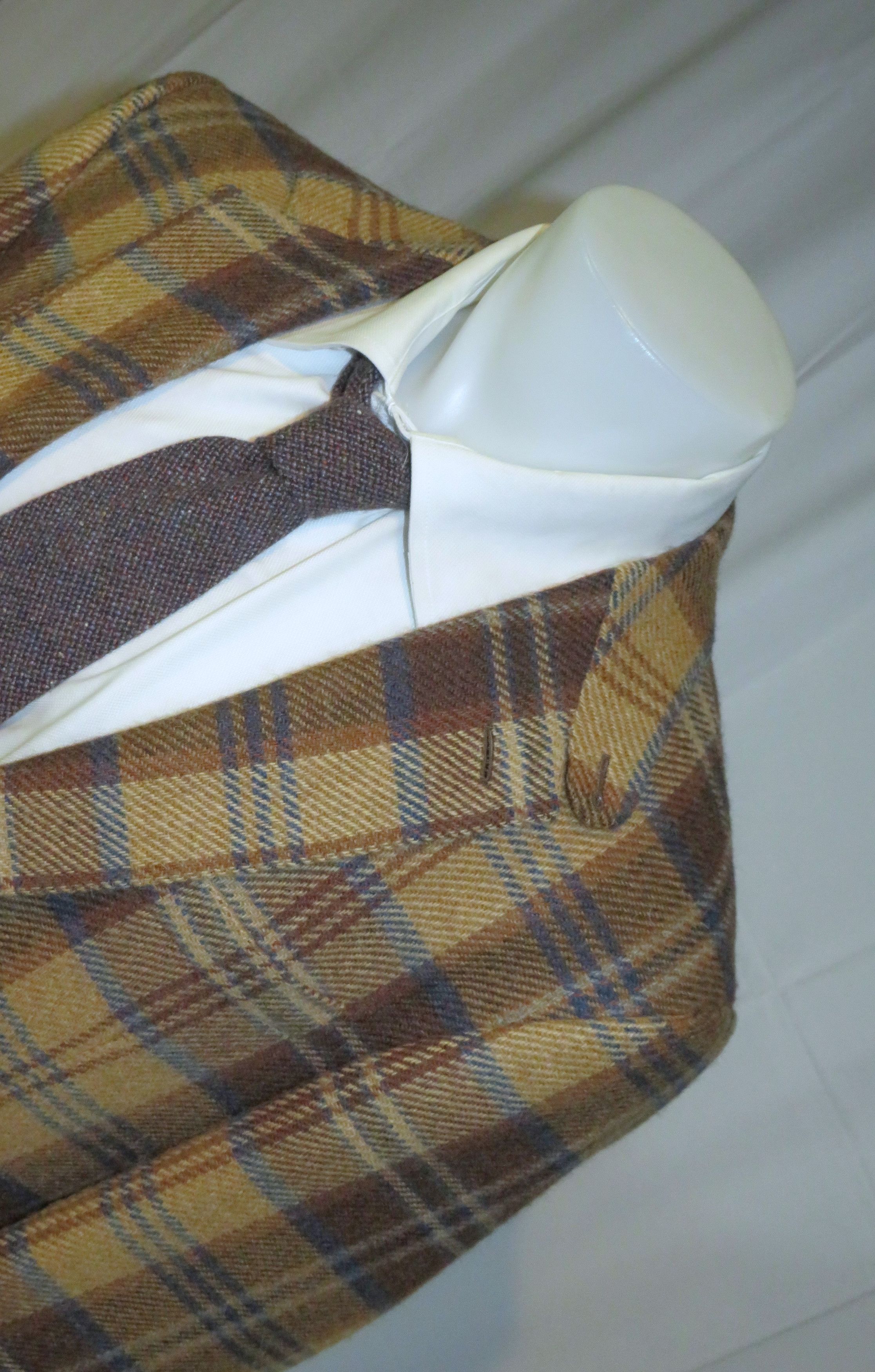 Ralph Lauren Purple Label Handmade Kent Bellows Brown Plaid 44R NWT $4995 Size 44R - 4 Thumbnail
