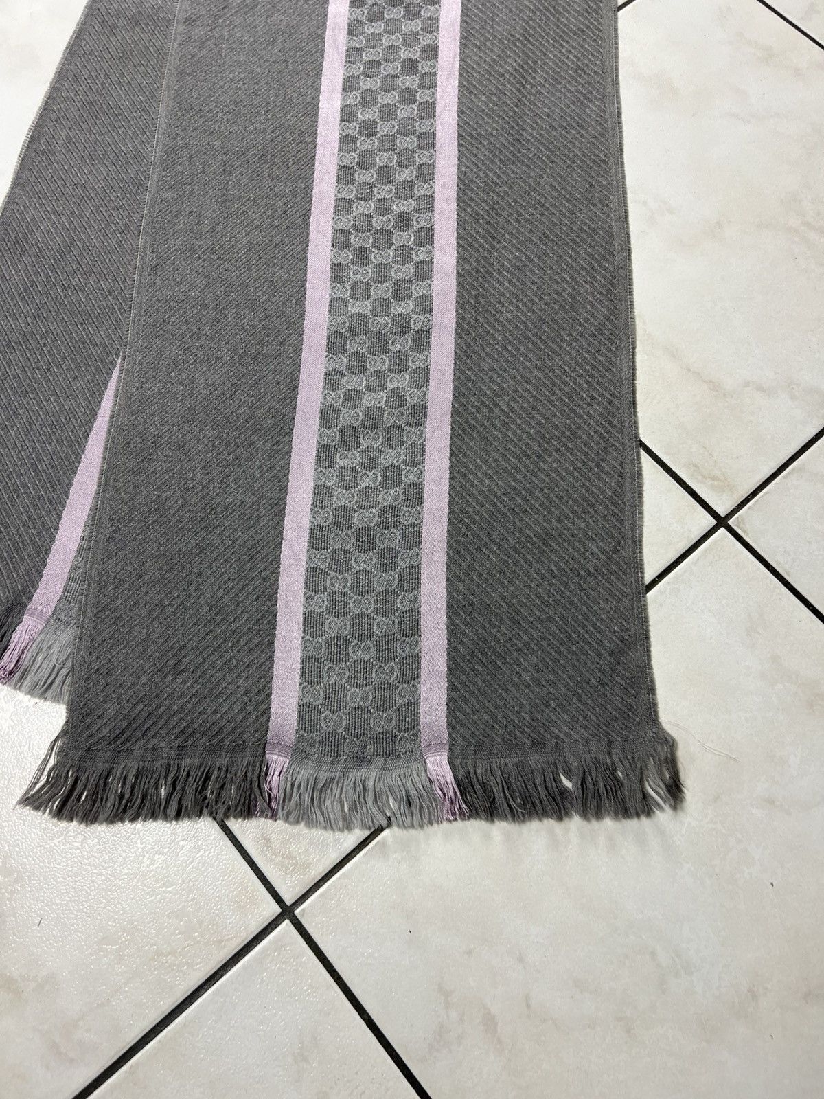 Gucci Gucci Tom Ford wool silk muffler scarf monogram stripe logo Size ONE SIZE - 5 Thumbnail