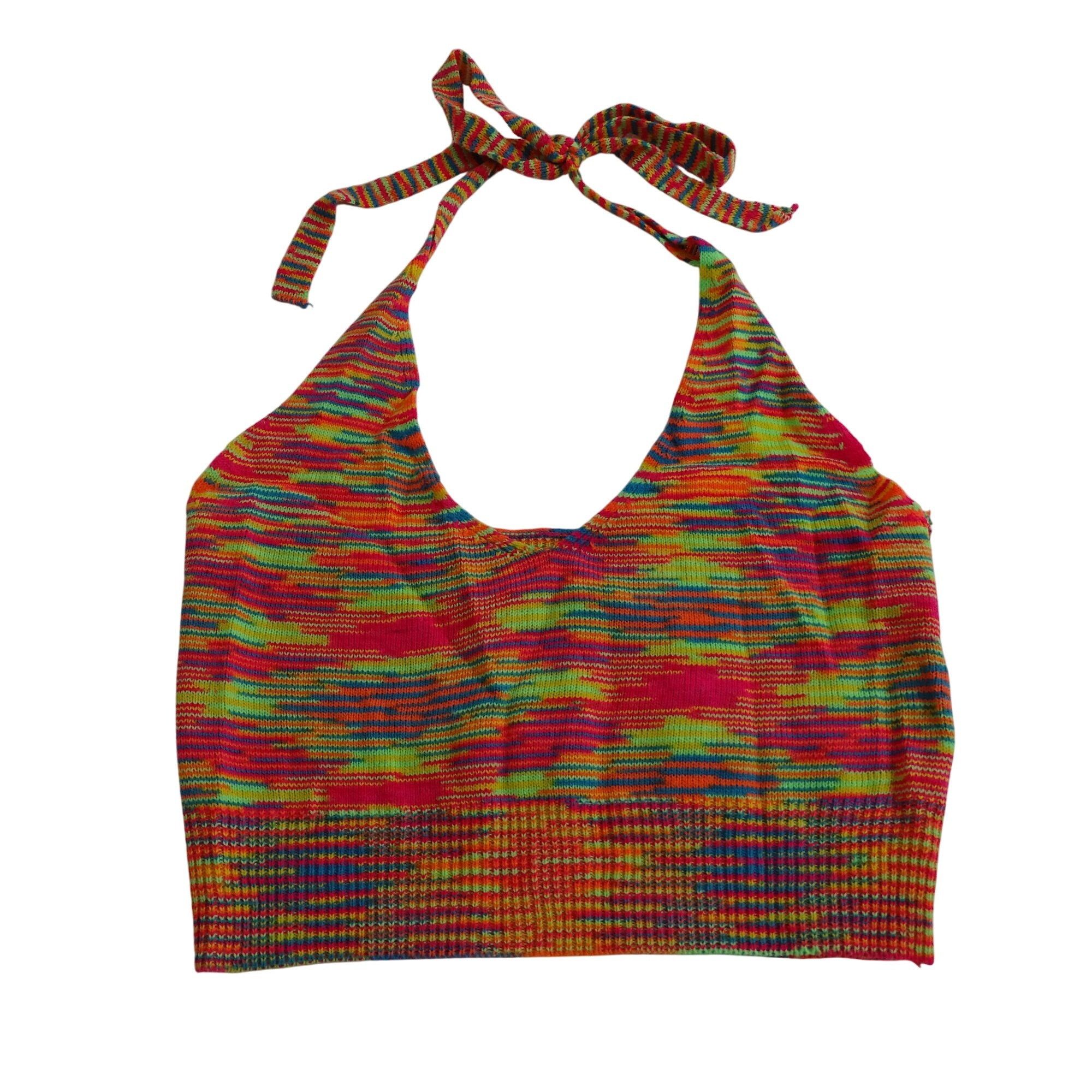 Other Vibrant Multicolor Cropped Knit Halter Top Women Size XS Size XS / US 0-2 / IT 36-38 - 2 Thumbnail