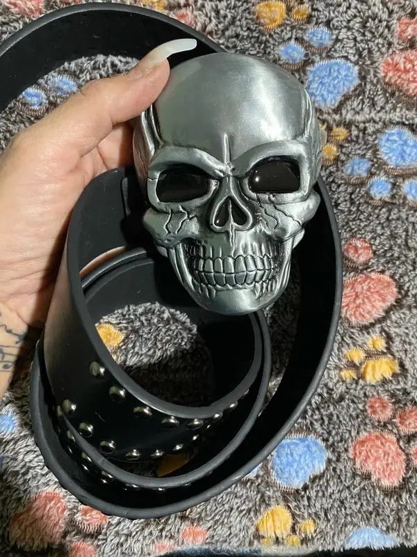 Leather × Oakley OAKLEY SKULL METAL BUCKLE LEATHER BELT