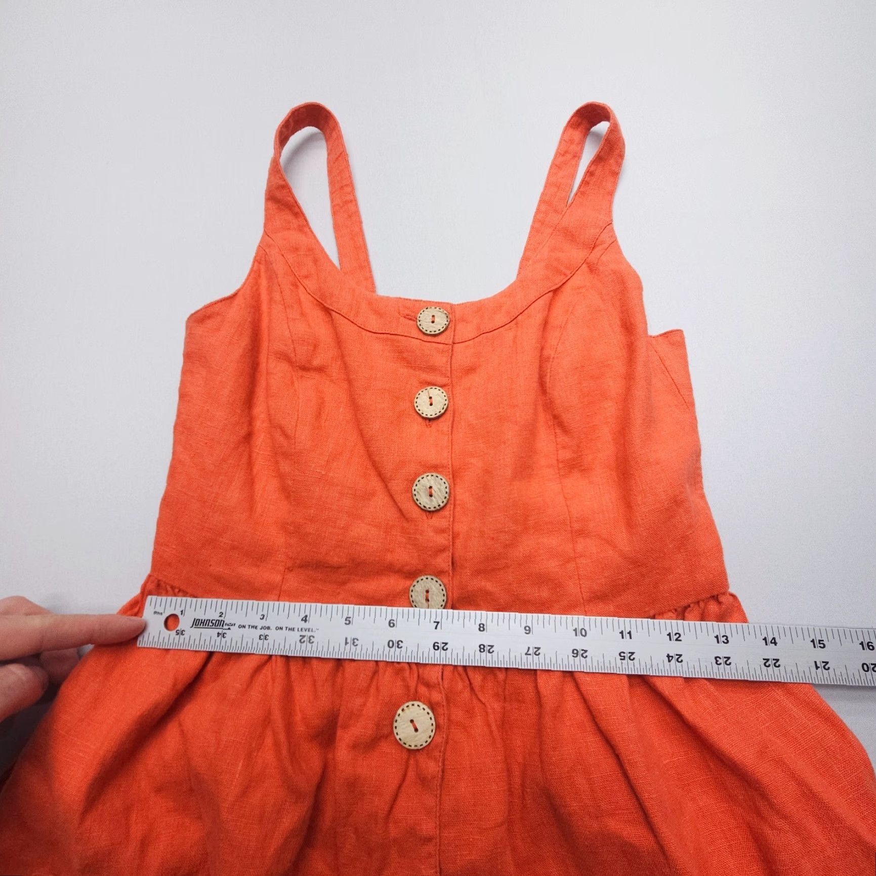Soludos Soludos Linen Sundress Sleeveless A-Line Dress Small Orange 100% Linen USA Made Vintage No Size 28" / US 6 / IT 42 - 7 Thumbnail