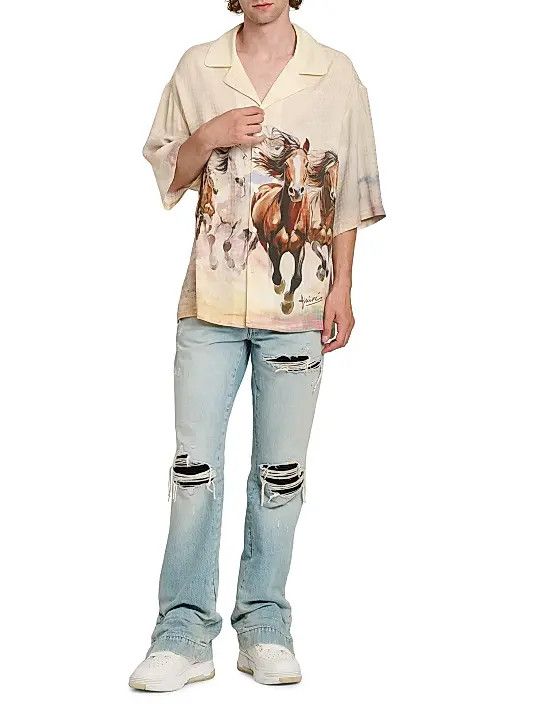 Amiri os11x0326 Horses Camp Shirt in Multicolor Size US XL / EU 56 / 4 - 5 Thumbnail