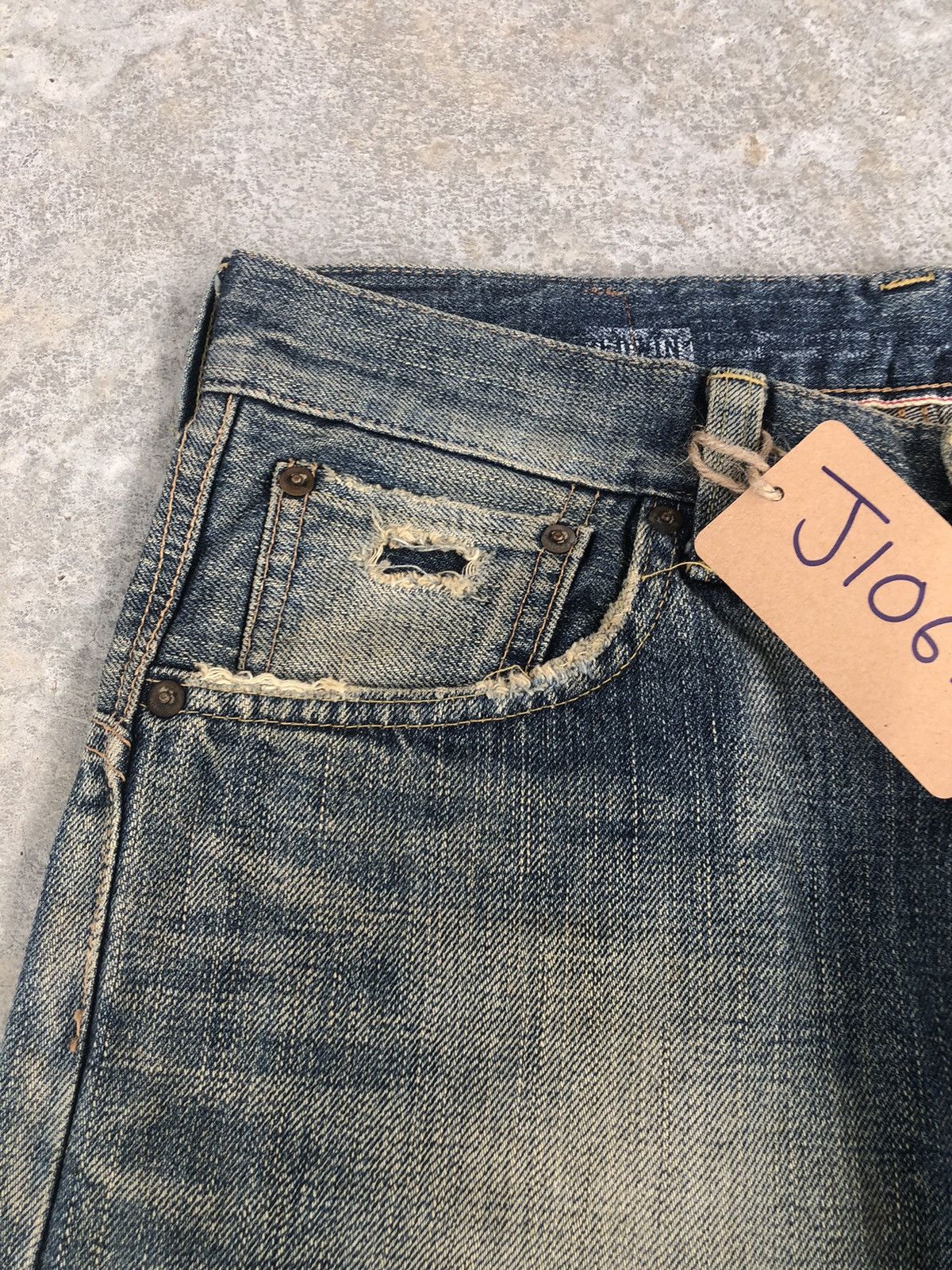 Kapital Vintage Edwin 505 Orange Tab Distressed Denim Size US 32 / EU 48 - 16 Thumbnail