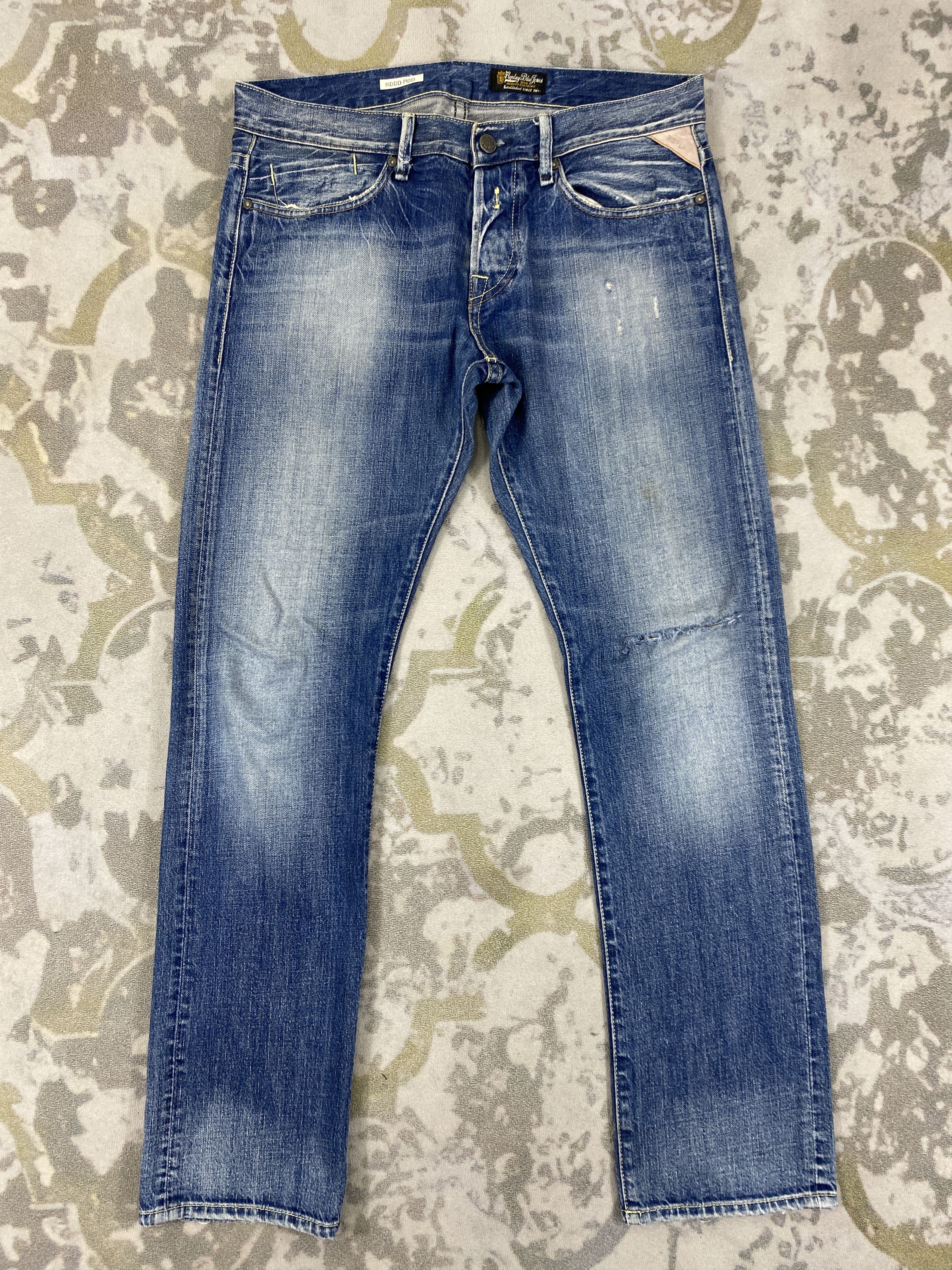 image of Distressed Denim x Replay Faded Blue Vintage Replay Jeans 35X32 Denim- Jn3594, Men's